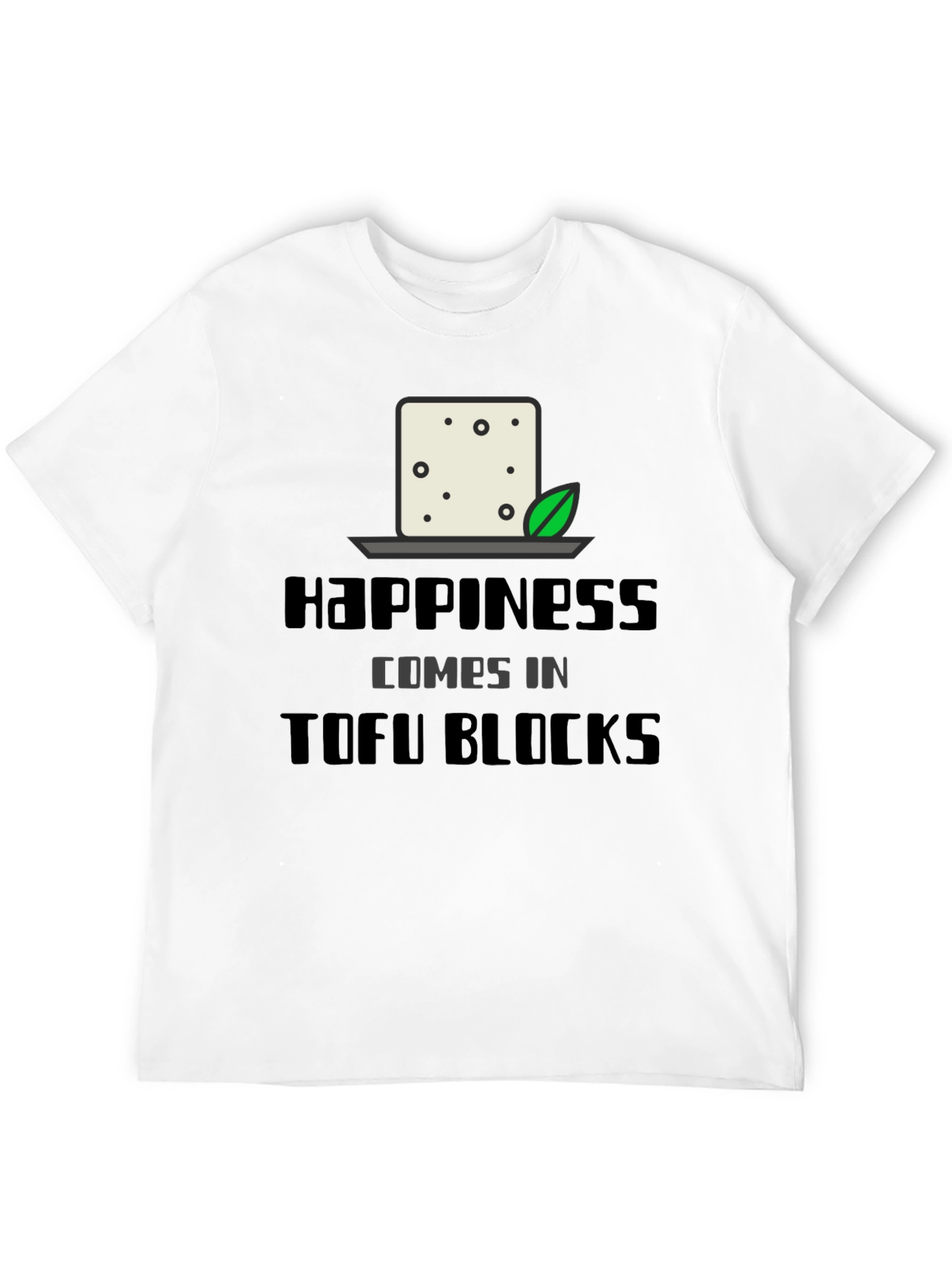 Happiness Comes in Tofu Blocks Black Graphic Tee