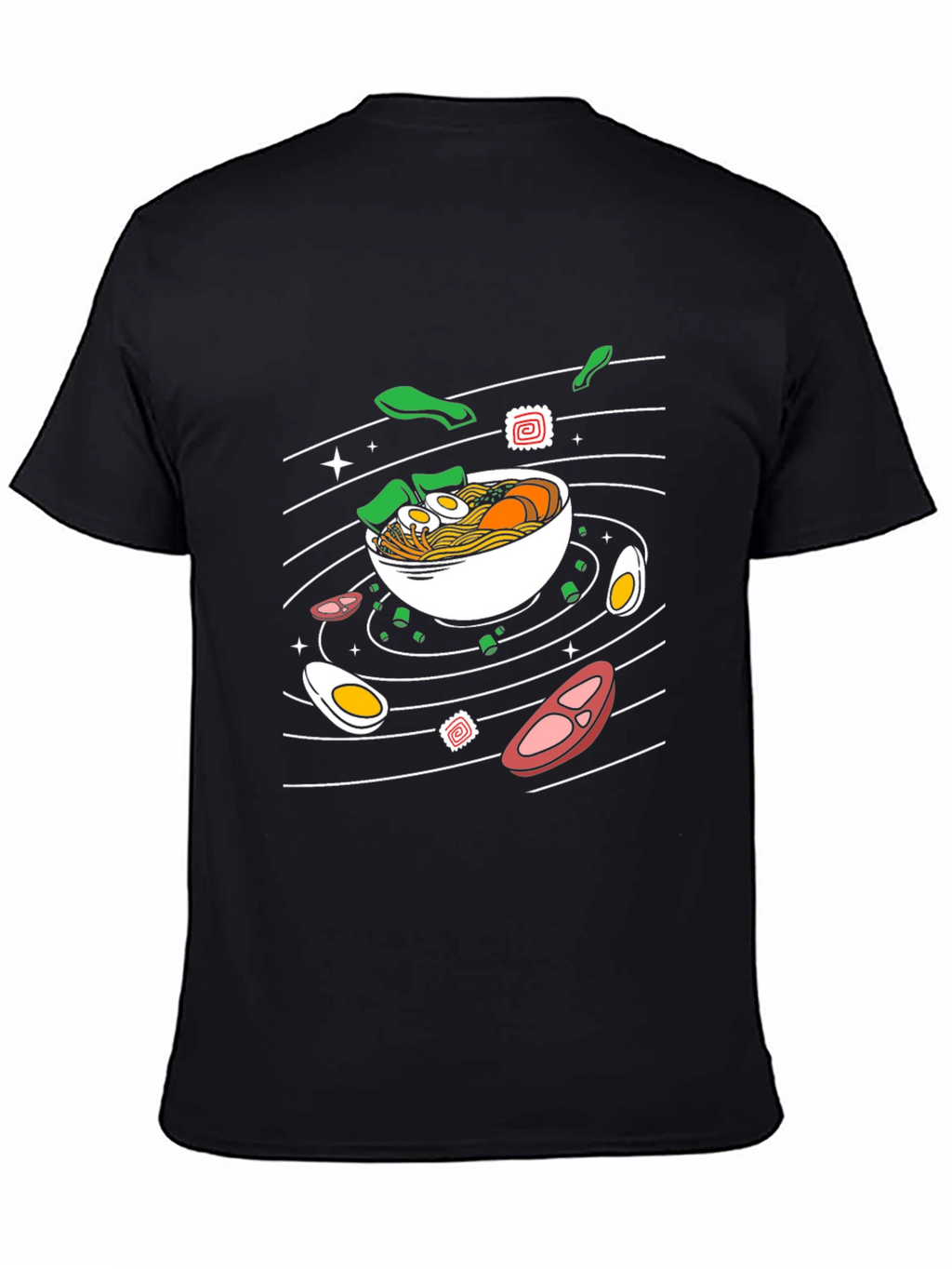 Ramen Noodles Graphic Print Black T-Shirt
