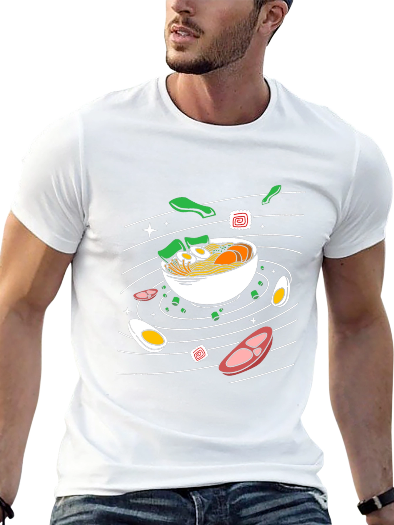 Ramen Noodles Graphic Print Black T-Shirt