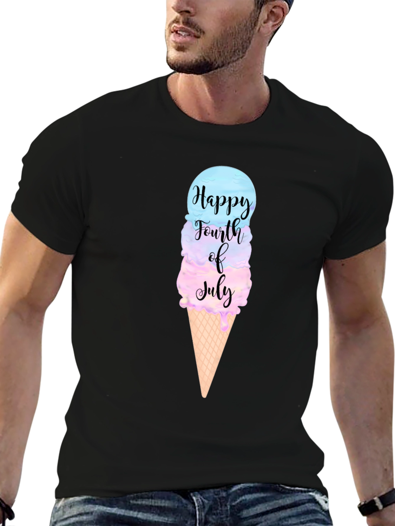 Happy 4th of July Ice Cream Cone Graphic Tee