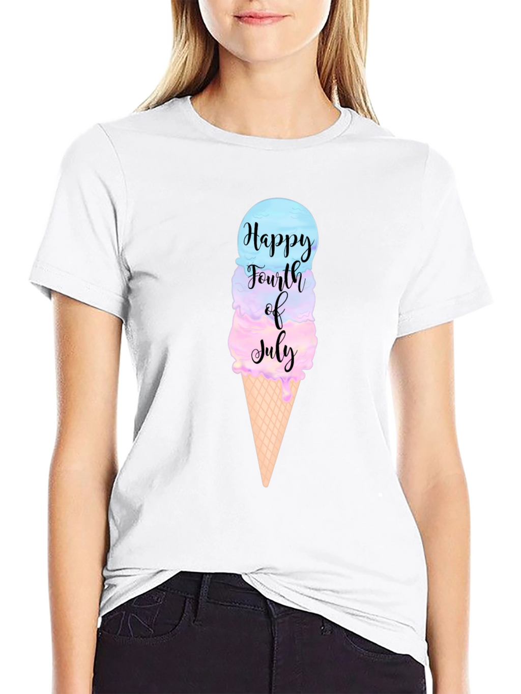 Happy 4th of July Ice Cream Cone Graphic Tee