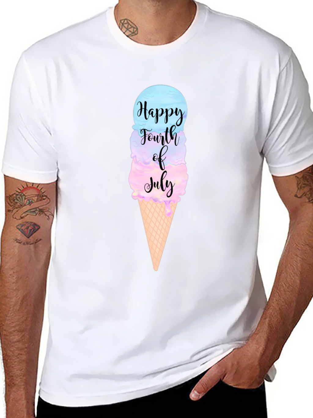 Happy 4th of July Ice Cream Cone Graphic Tee