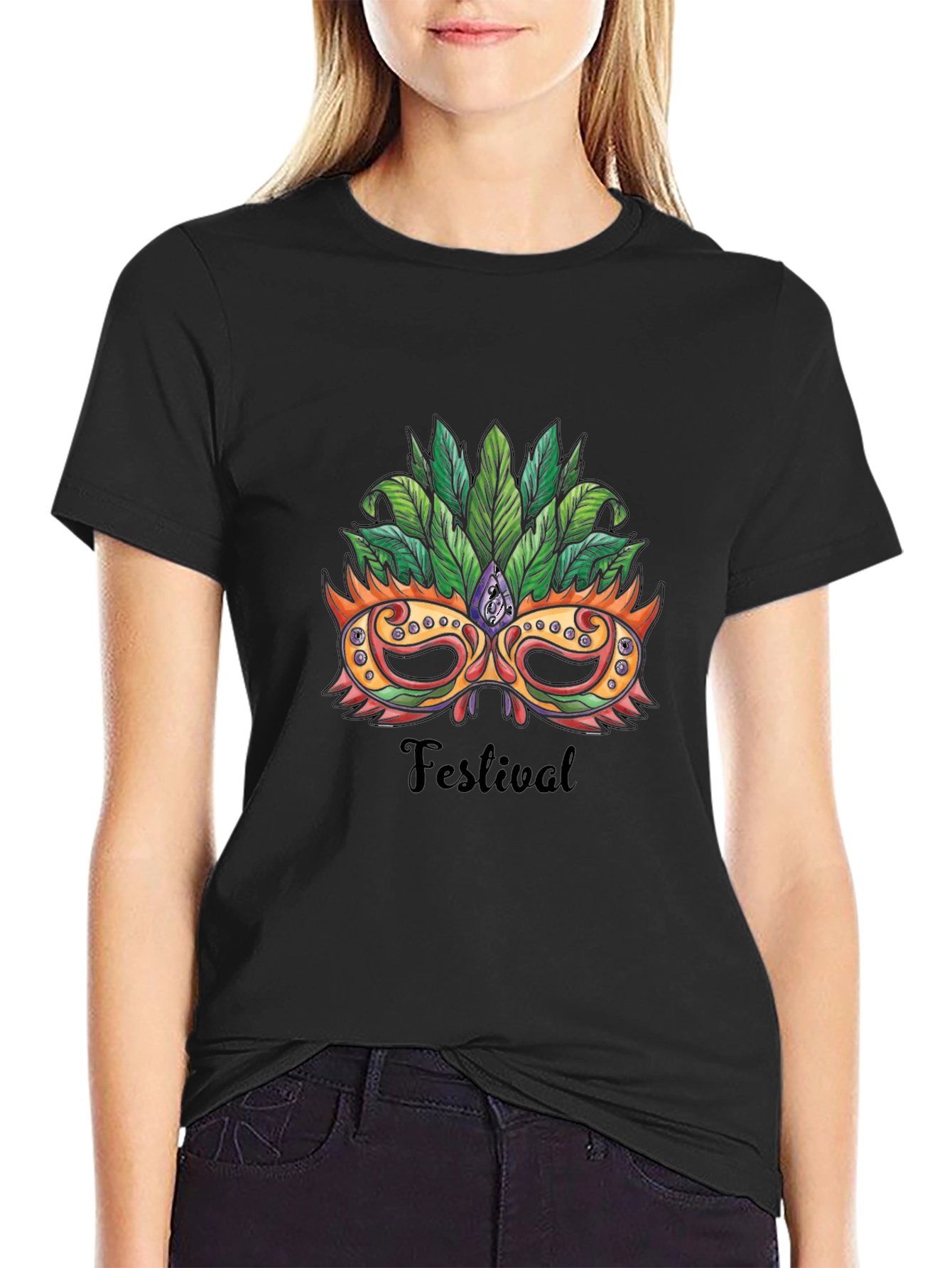 Festival Mask Graphic Tee - Stylish Unisex T-Shirt