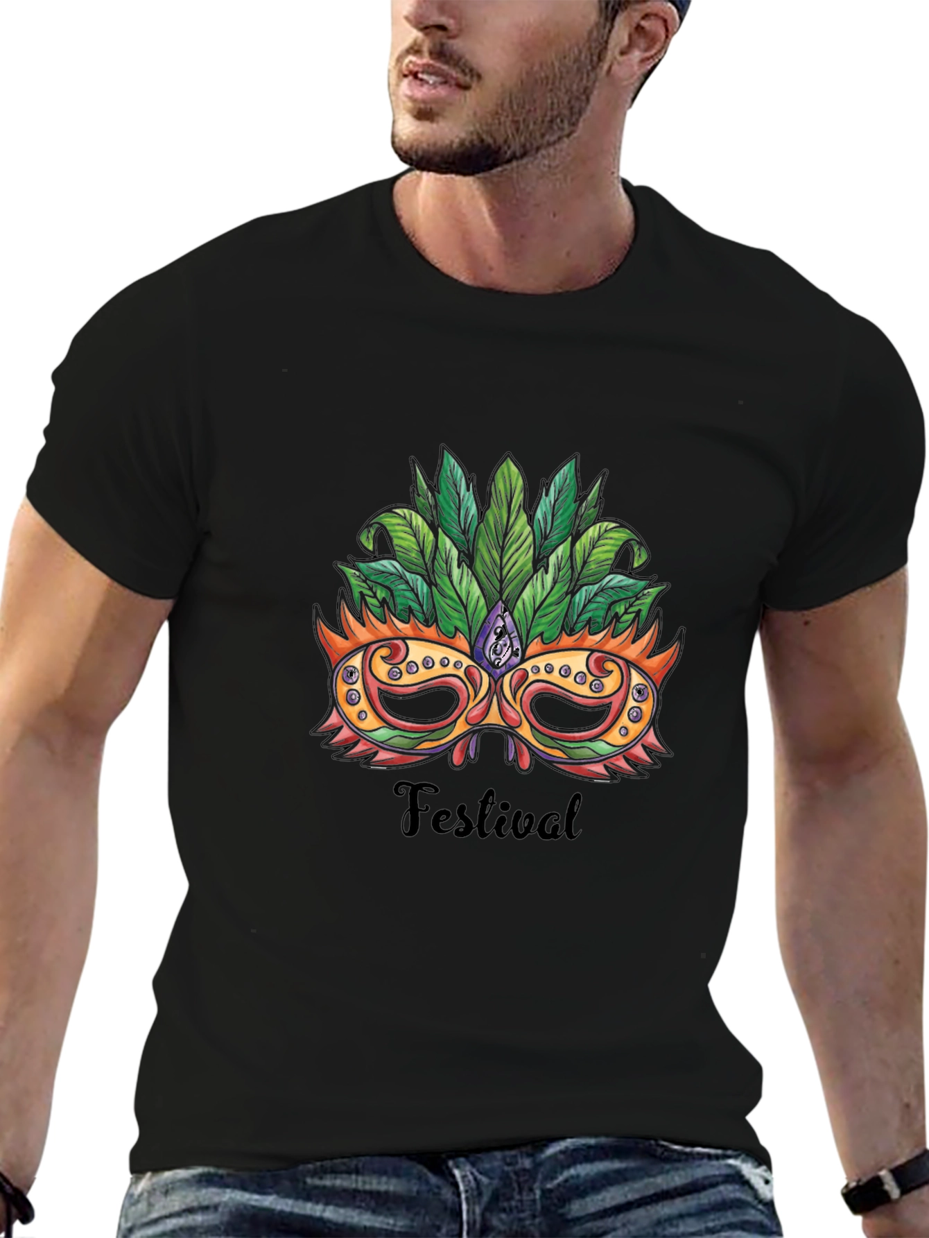 Festival Mask Graphic Tee - Stylish Unisex T-Shirt