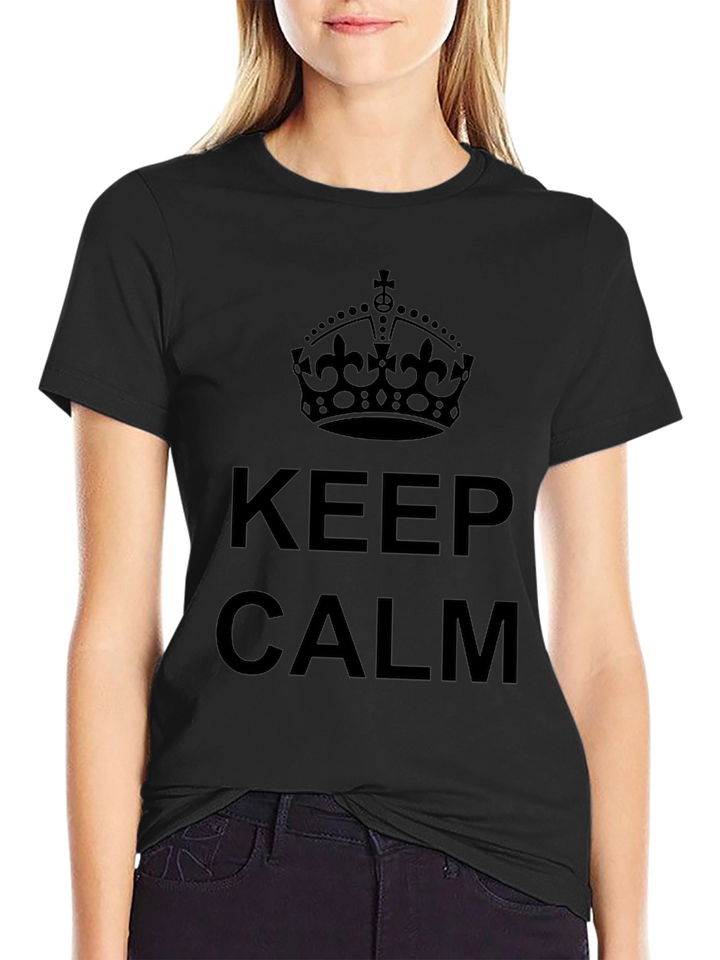 Keep Calm Crown Graphic T-Shirt - Black