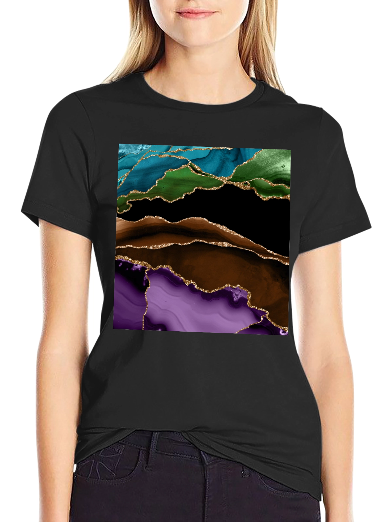 Abstract Gold-Accented T-Shirt