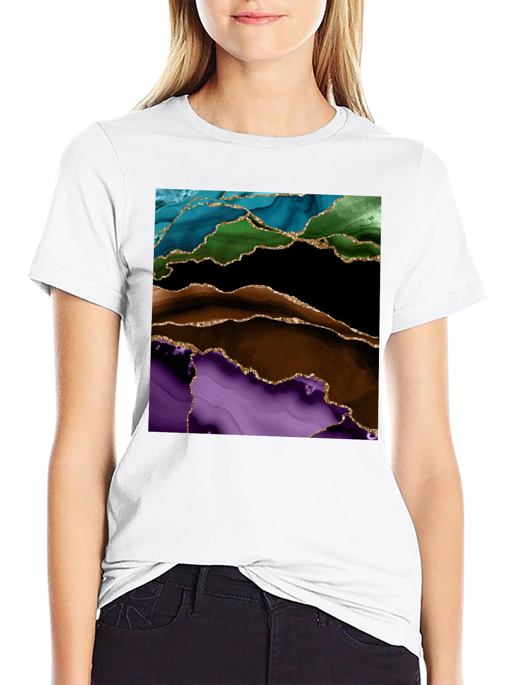 Abstract Gold-Accented T-Shirt