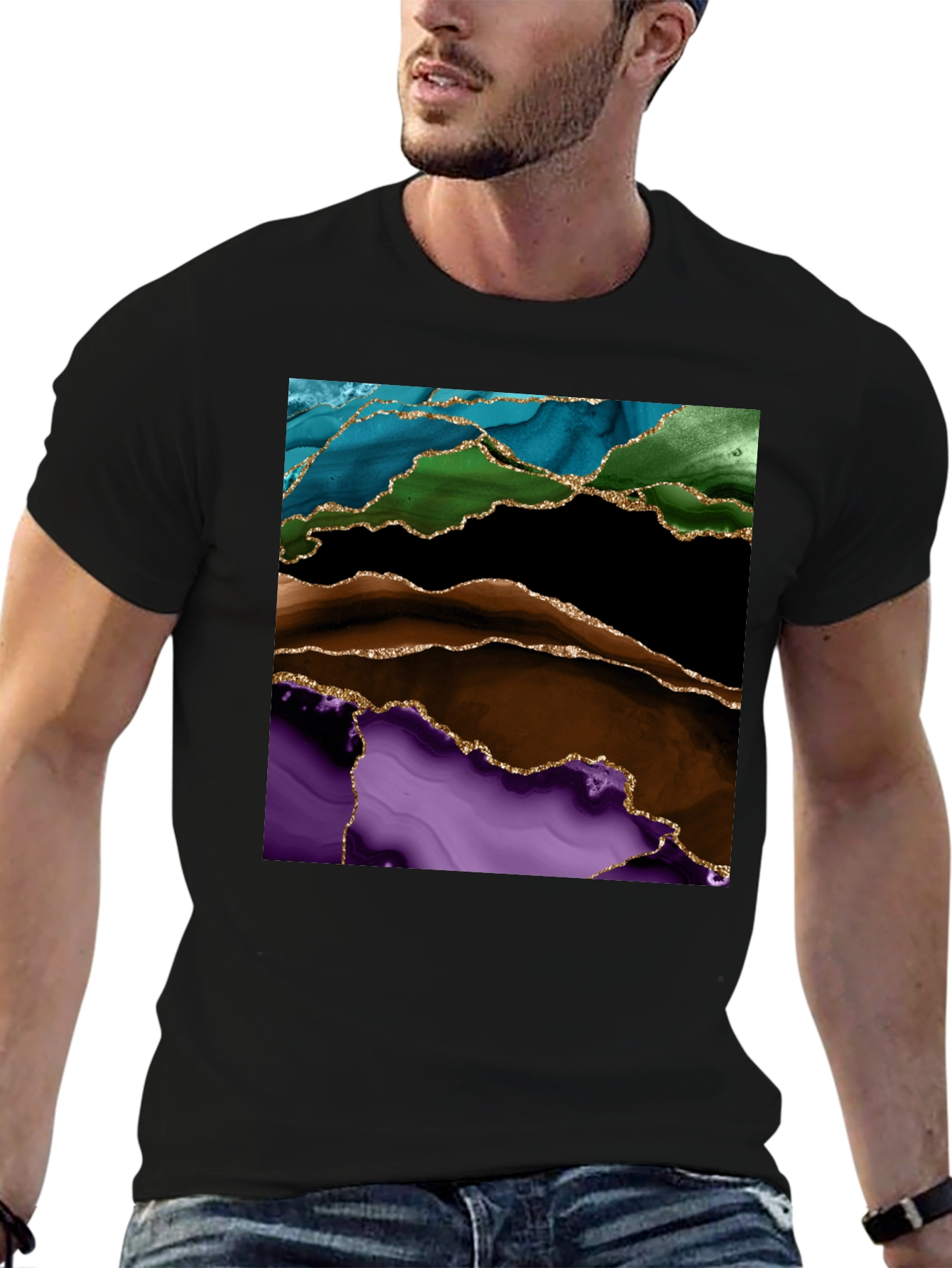 Abstract Gold-Accented T-Shirt