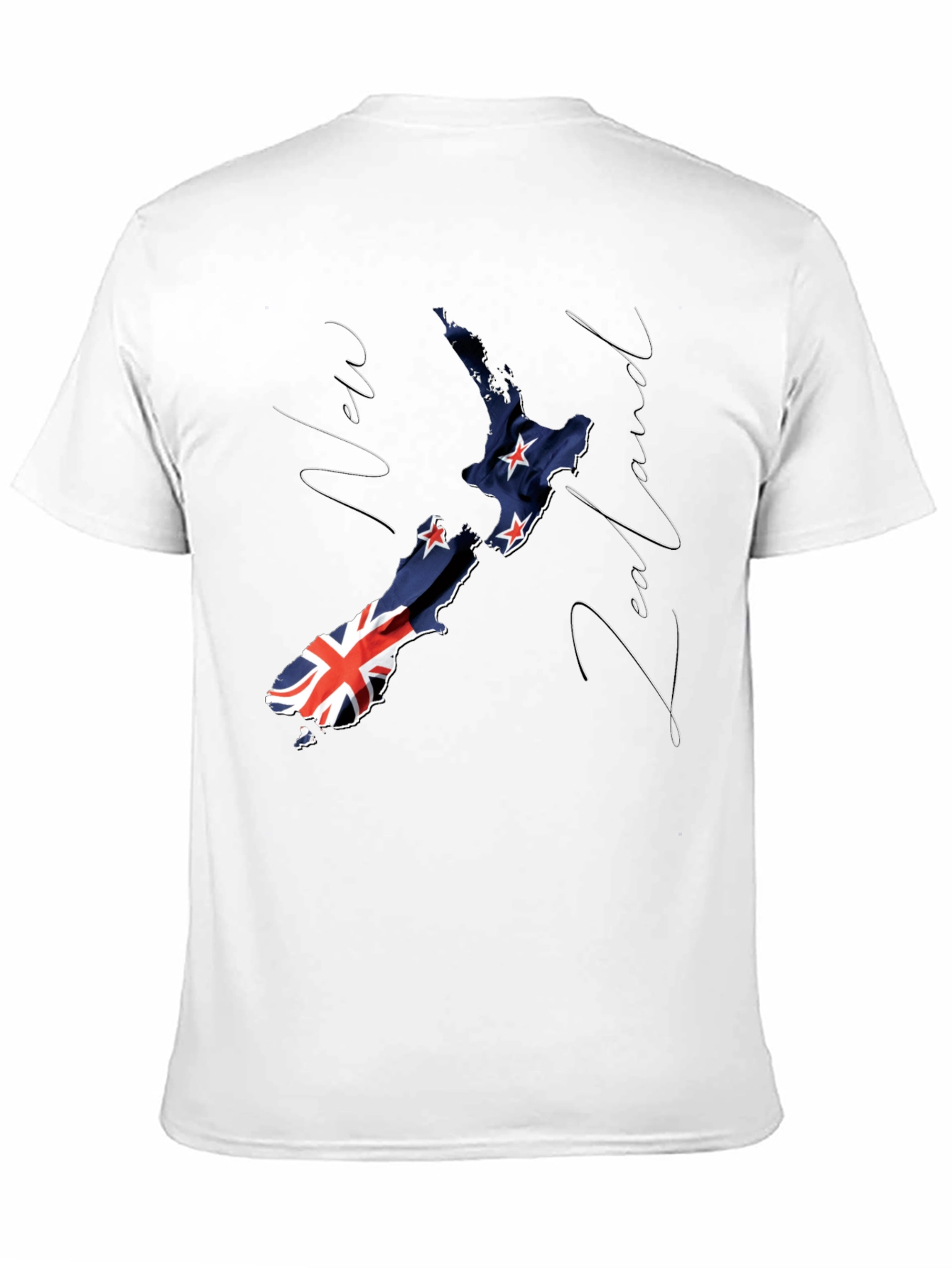 New Zealand Flag Map Black Graphic T-Shirt