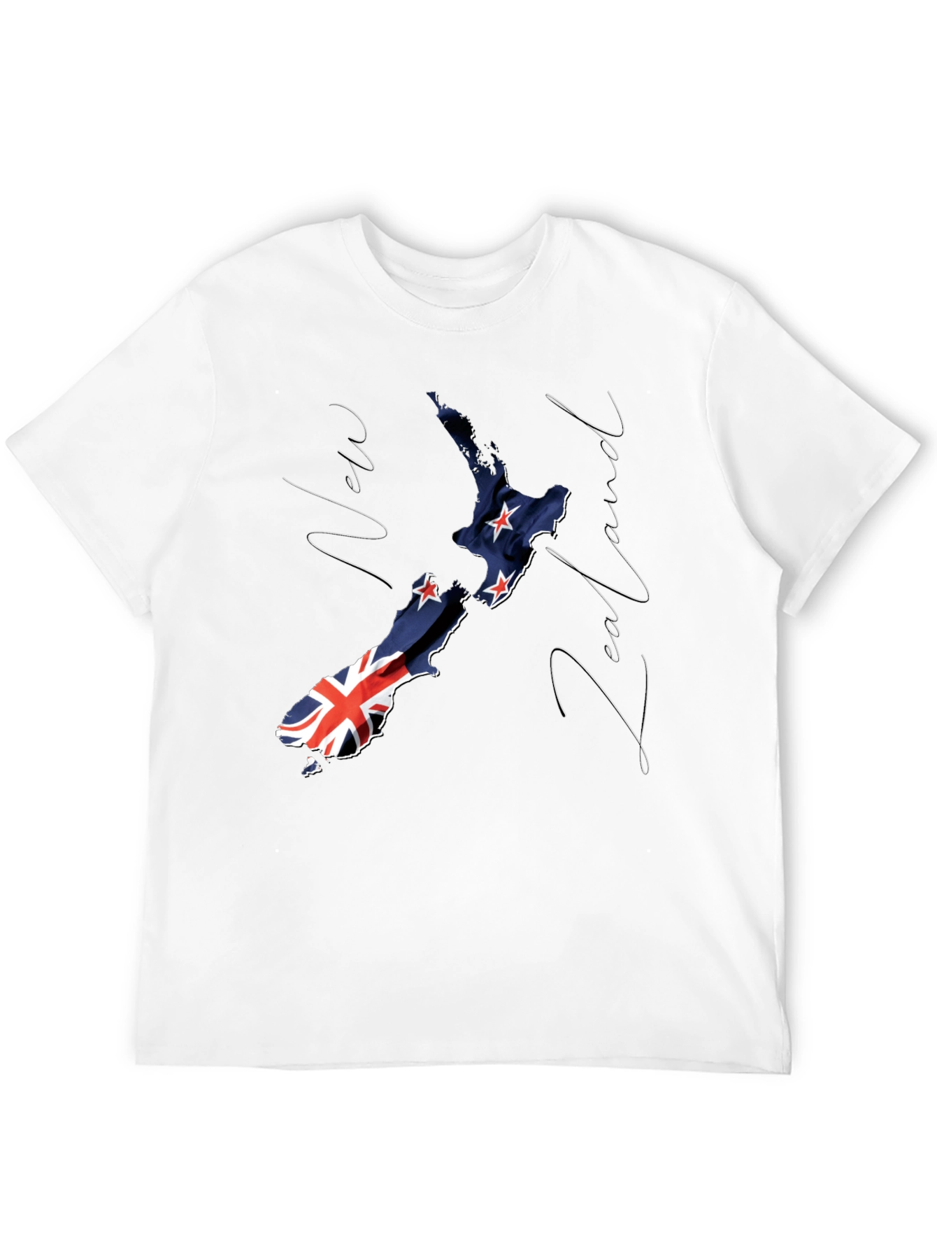 New Zealand Flag Map Black Graphic T-Shirt