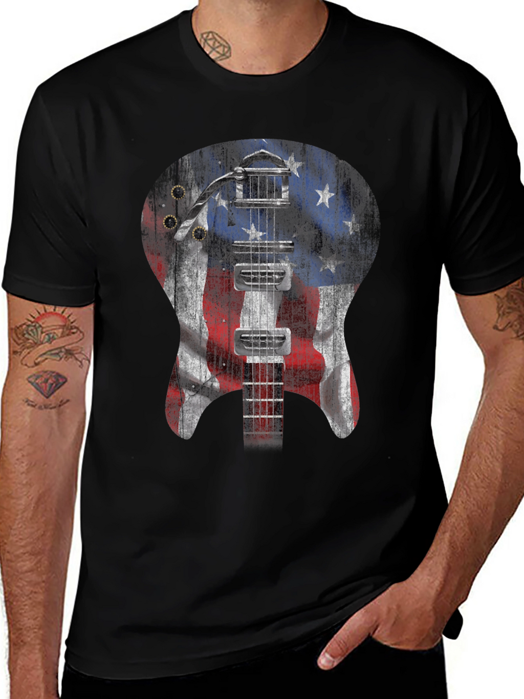 American Flag Guitar T-Shirt