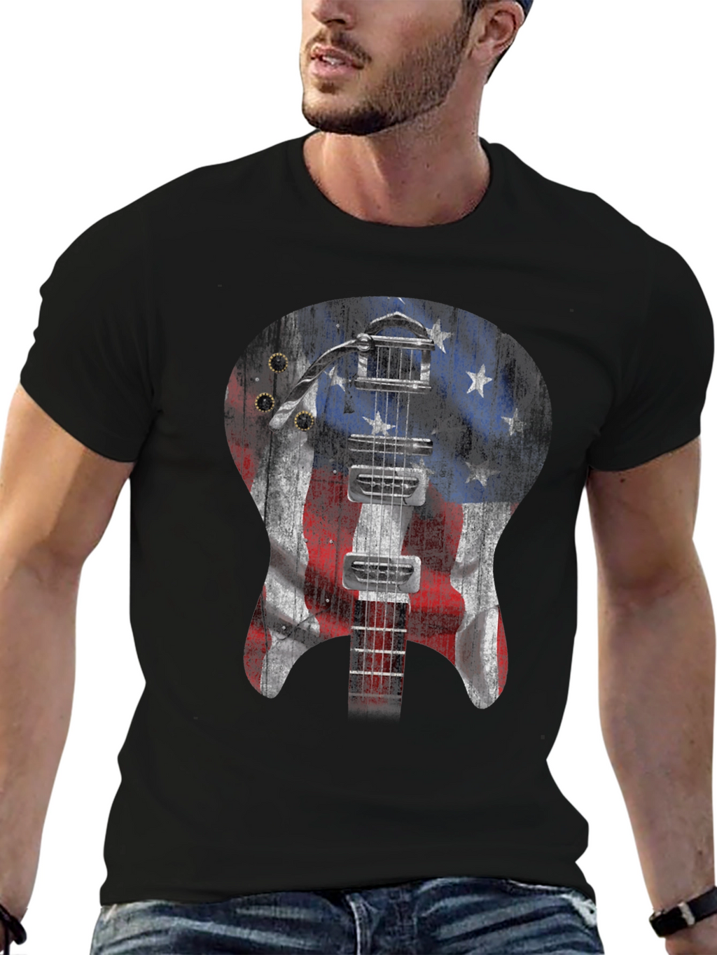 American Flag Guitar T-Shirt
