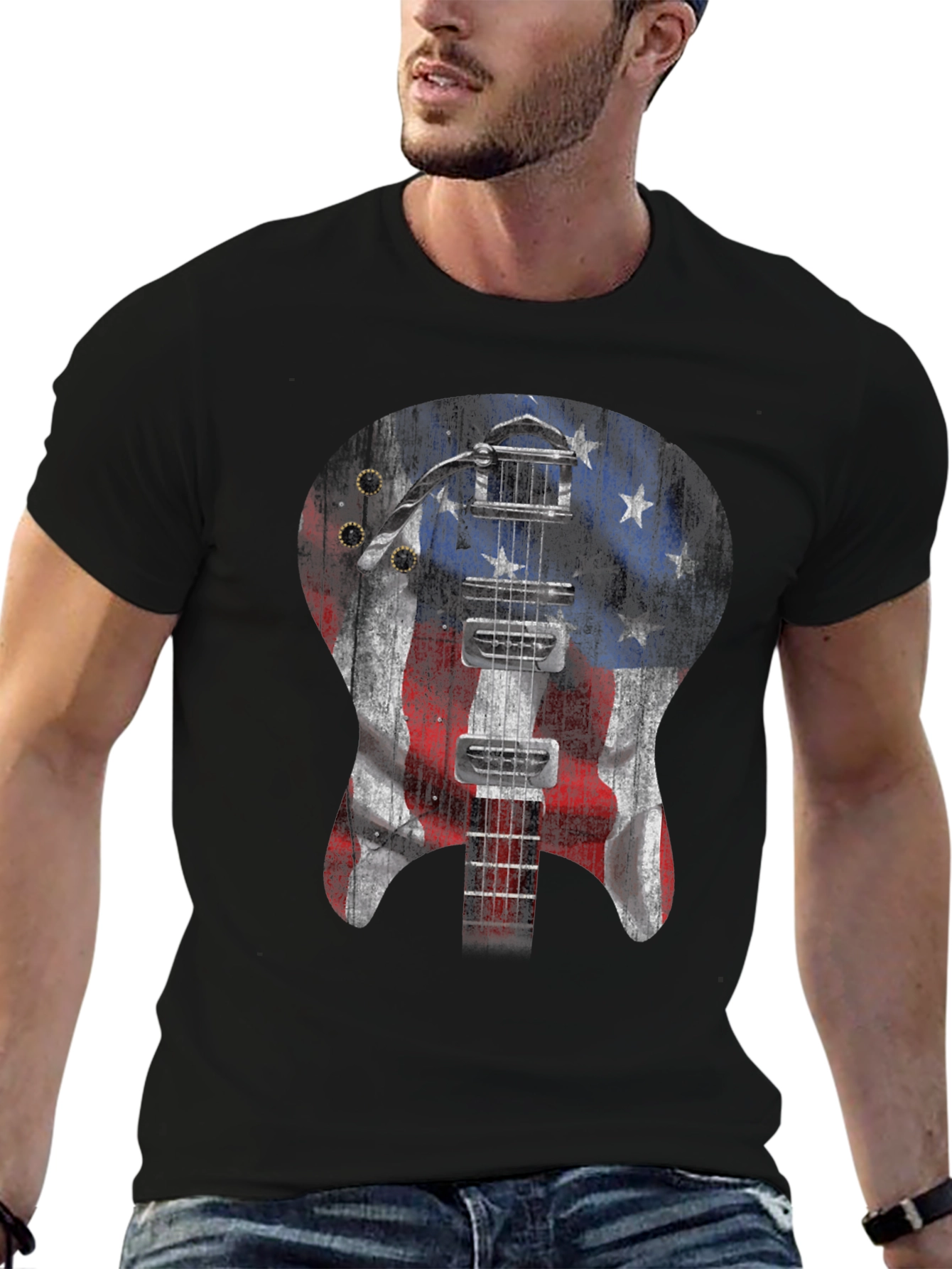American Flag Guitar T-Shirt