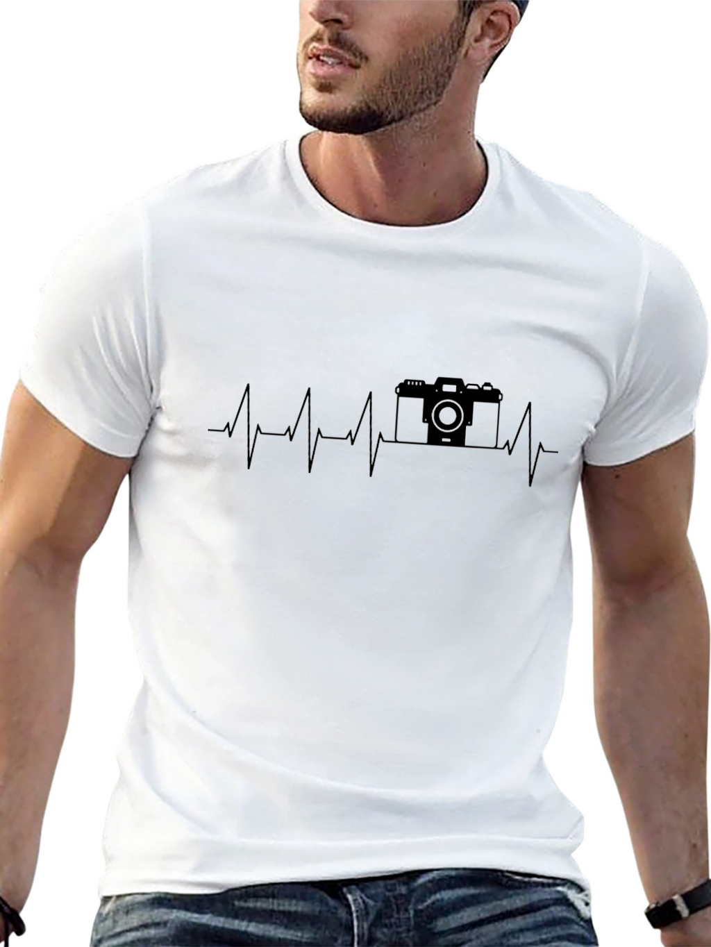 Photographer Heartbeat T-Shirt - Black
