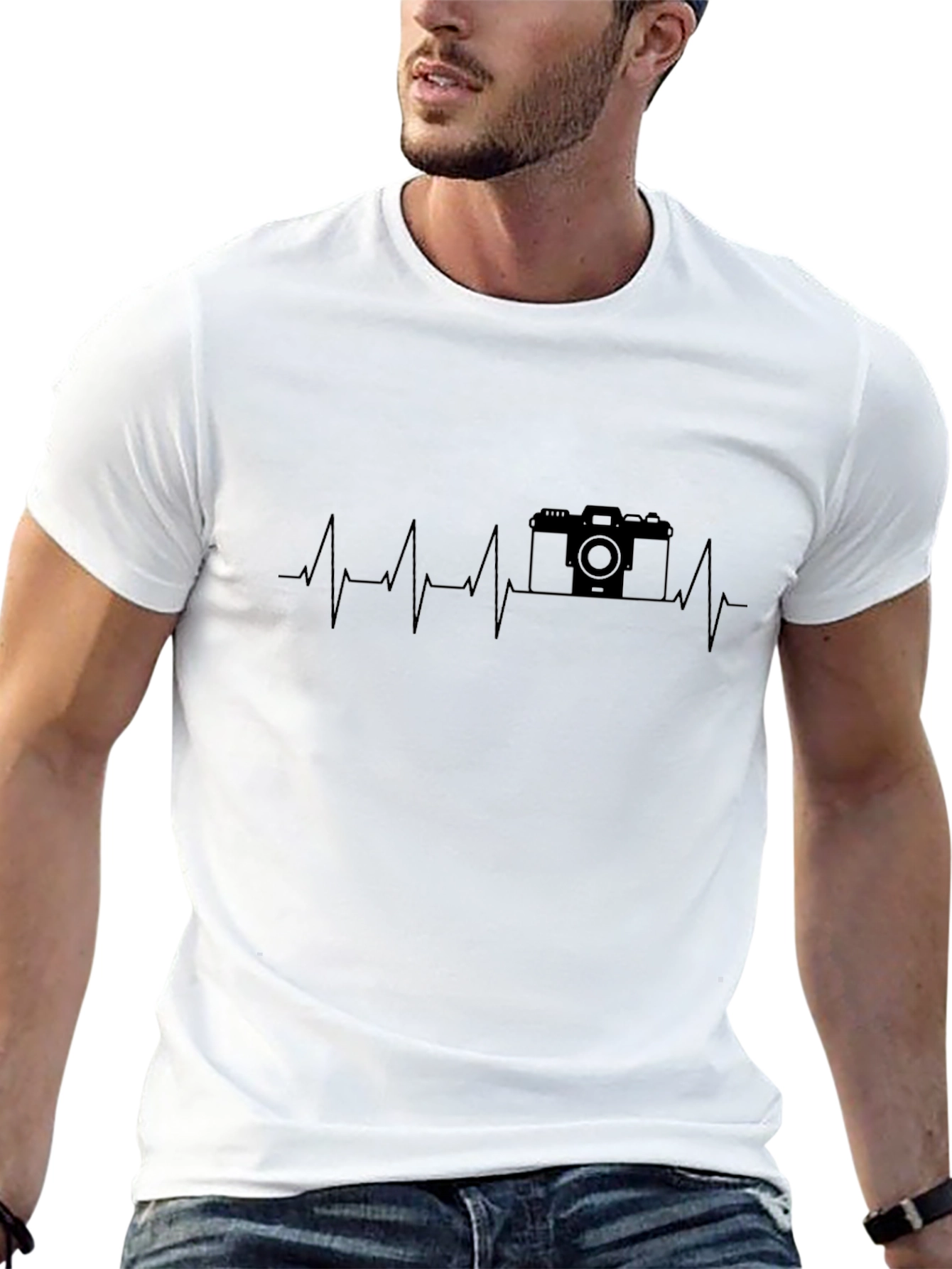 Photographer Heartbeat T-Shirt - Black