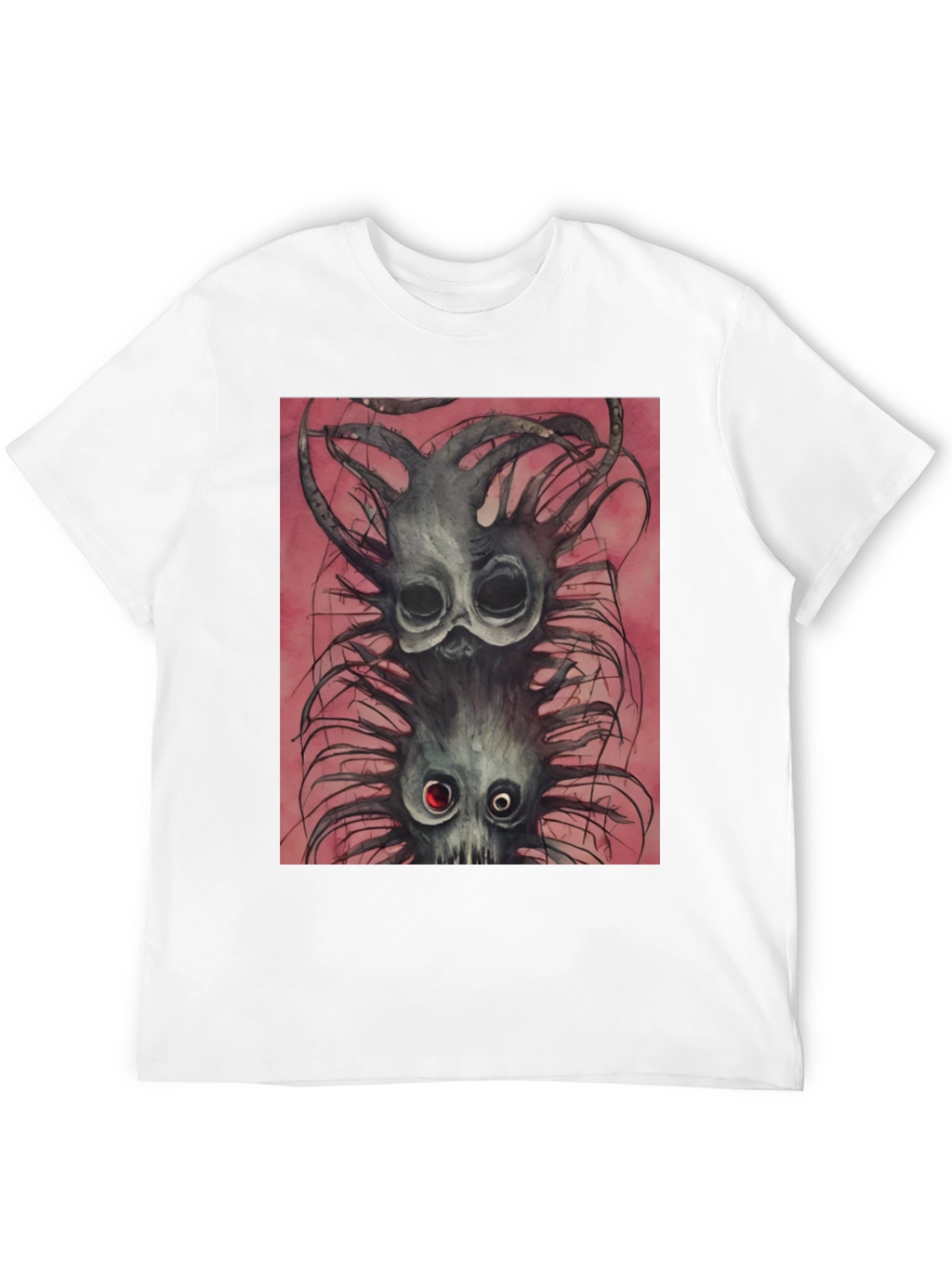 Black Tee with Spooky Creature Graphic