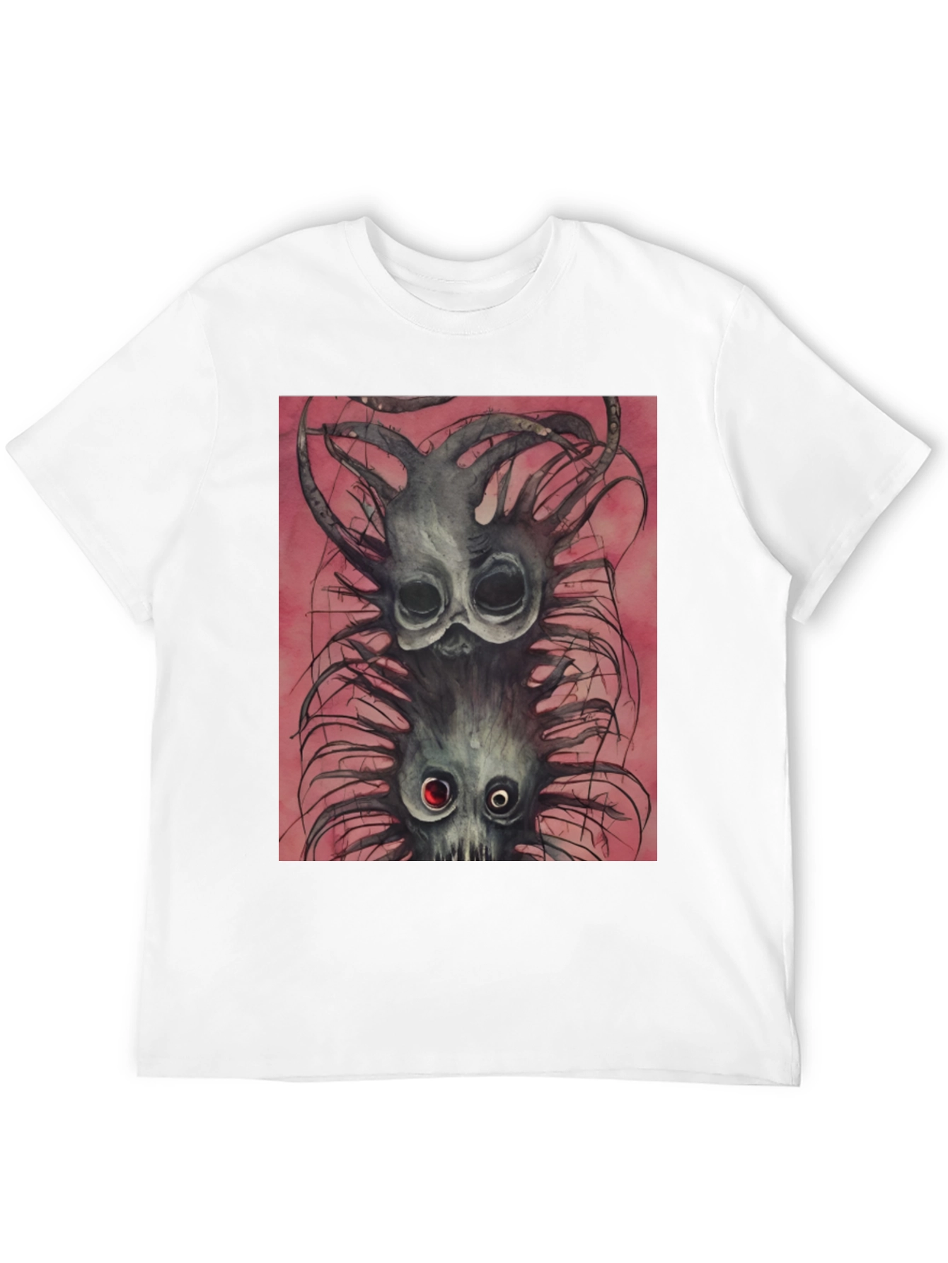 Black Tee with Spooky Creature Graphic
