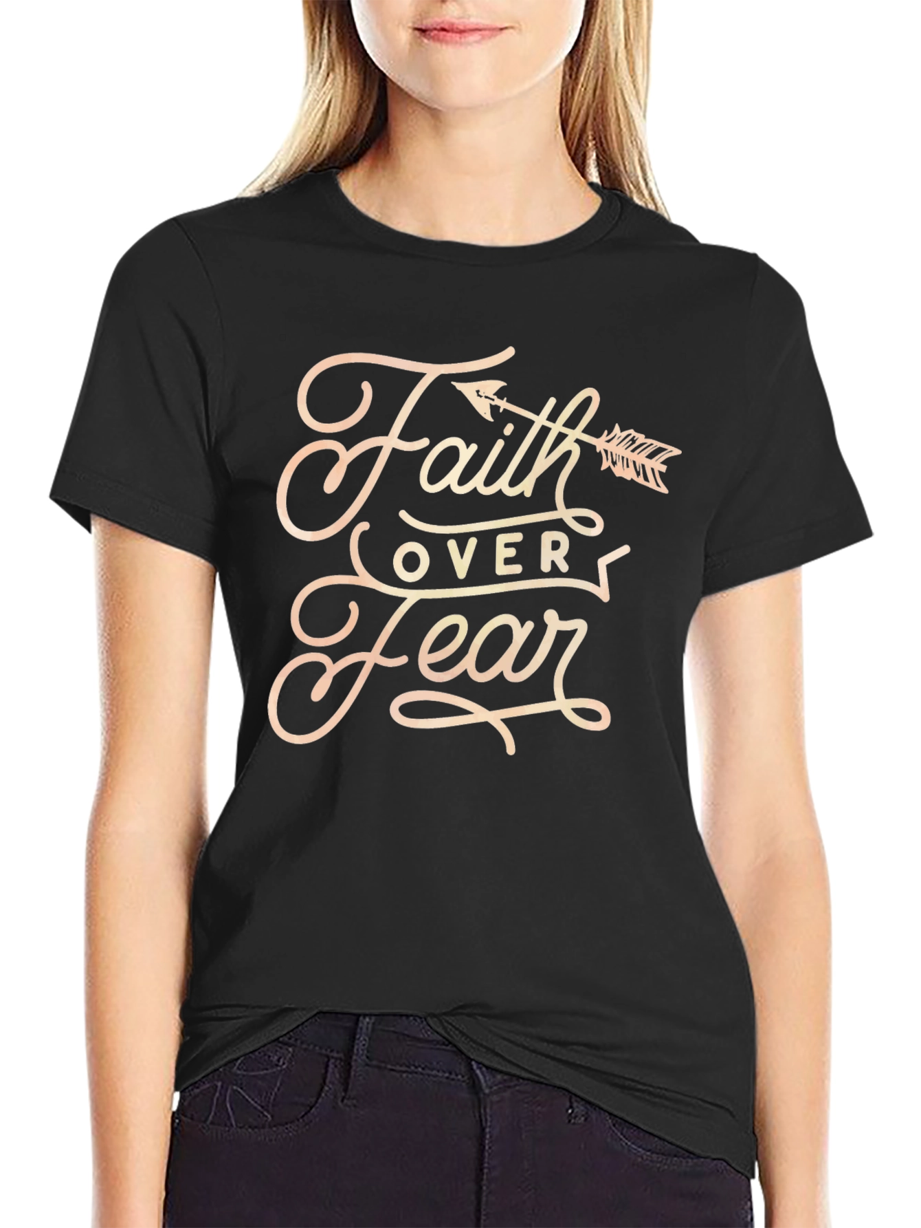Faith Over Fear Graphic Tee - Black Cotton Blend