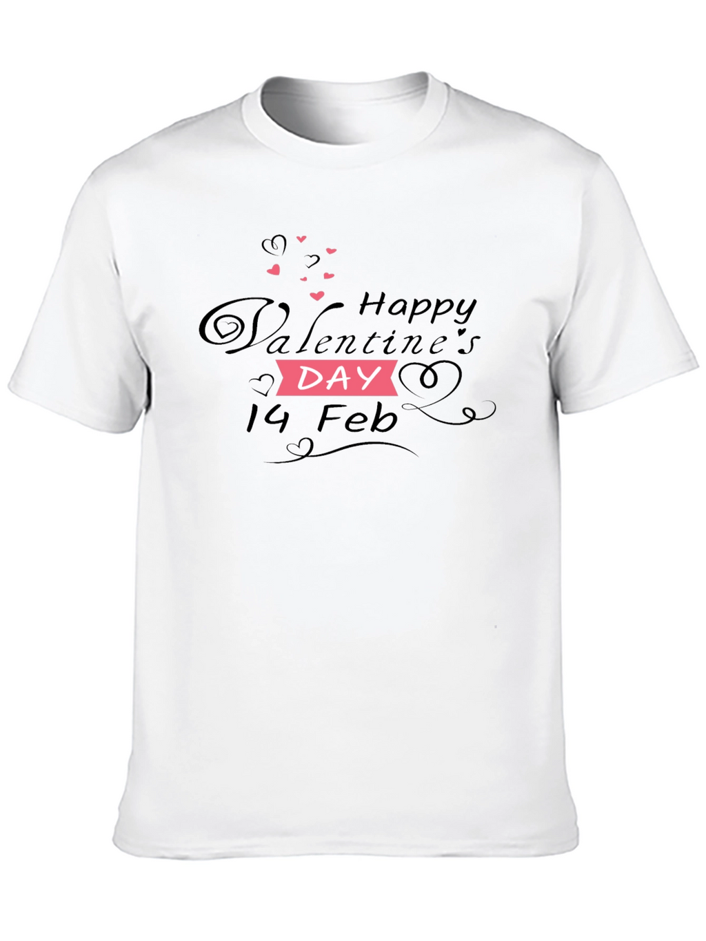 Happy Valentines Day T-Shirt - Black Cotton Blend Tee