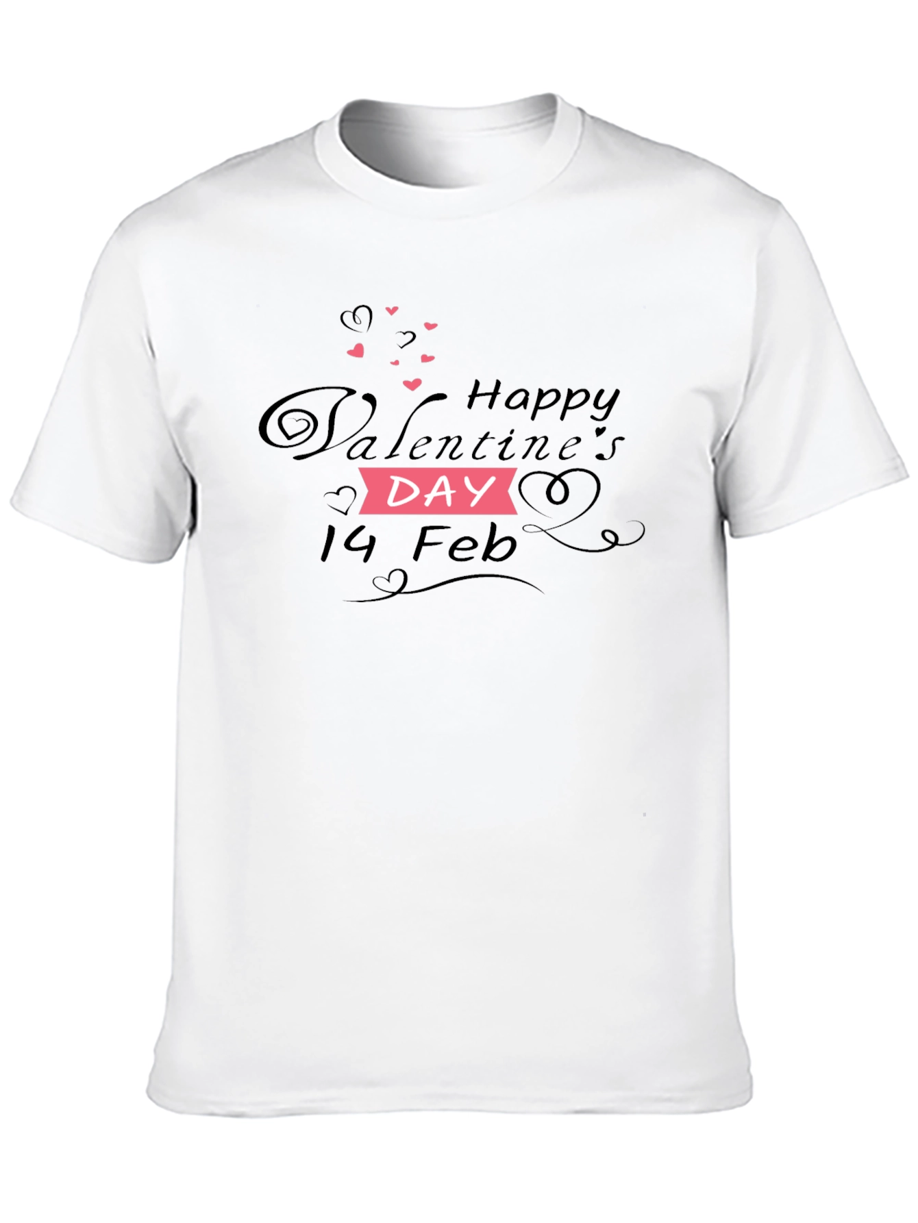 Happy Valentines Day T-Shirt - Black Cotton Blend Tee