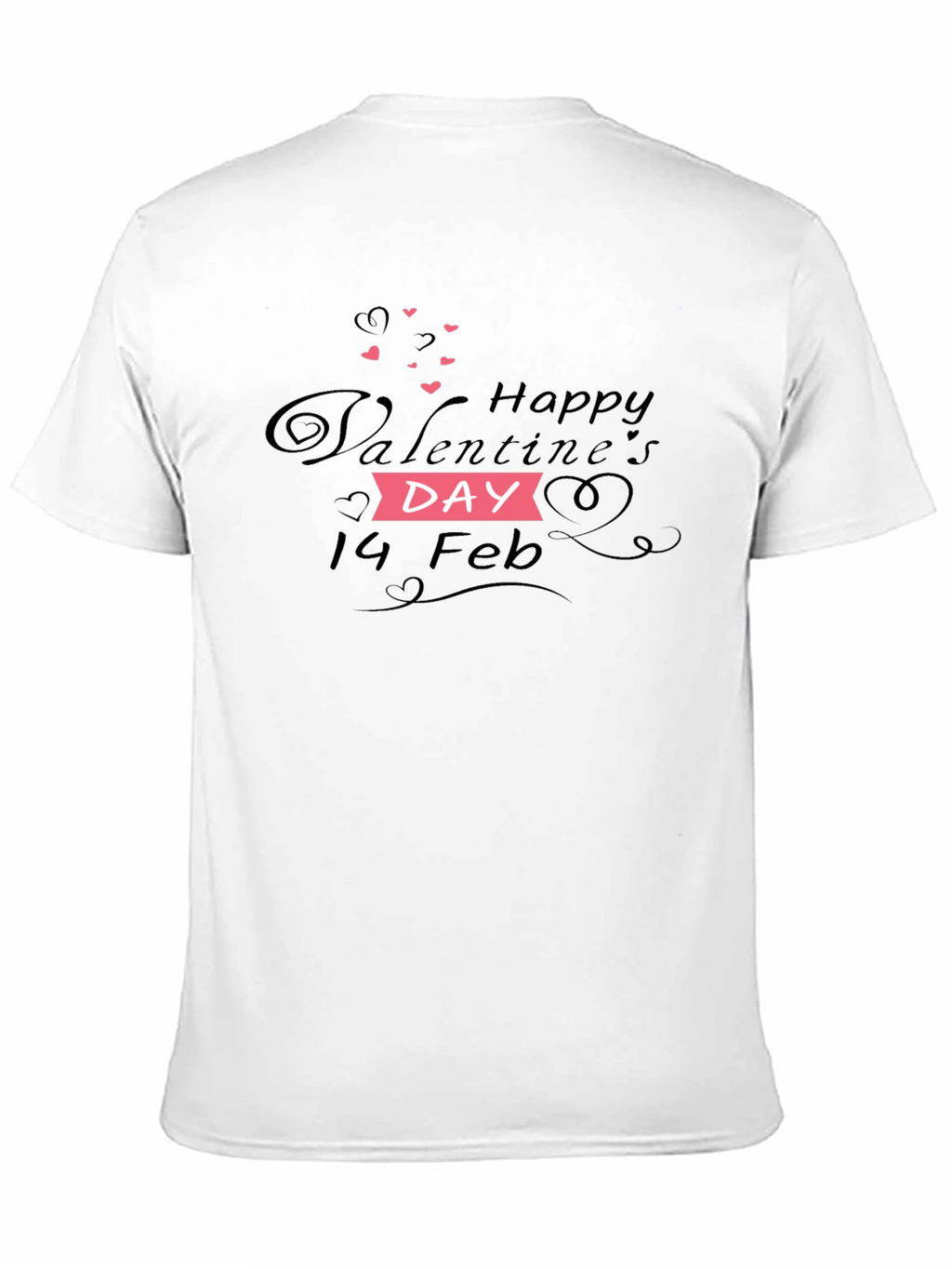 Happy Valentines Day T-Shirt - Black Cotton Blend Tee
