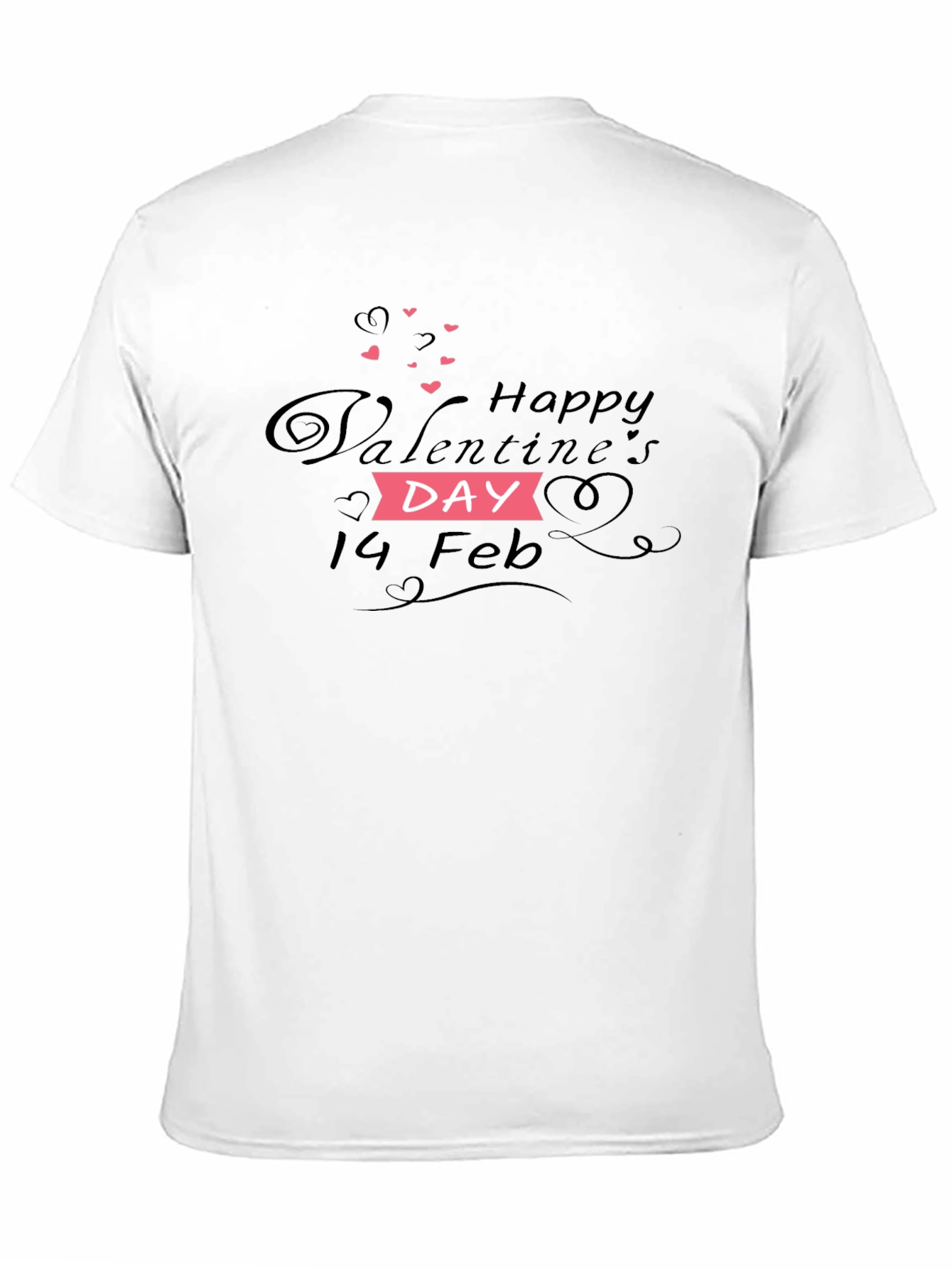 Happy Valentines Day T-Shirt - Black Cotton Blend Tee