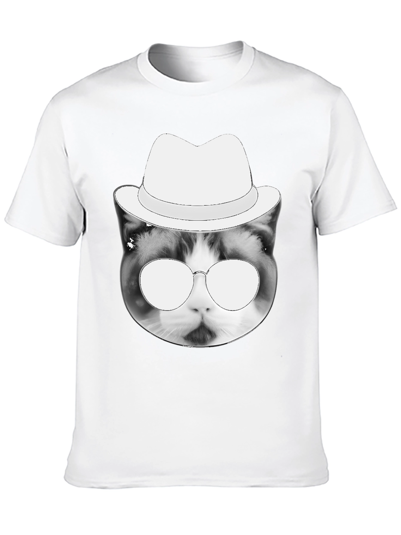 Cool Cat Tee: Black T-Shirt with Cat in Hat Graphic