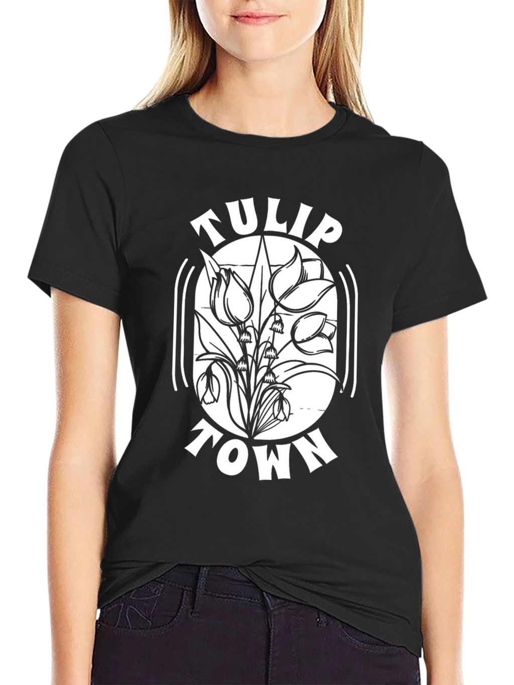 Tulip Town Black T-Shirt