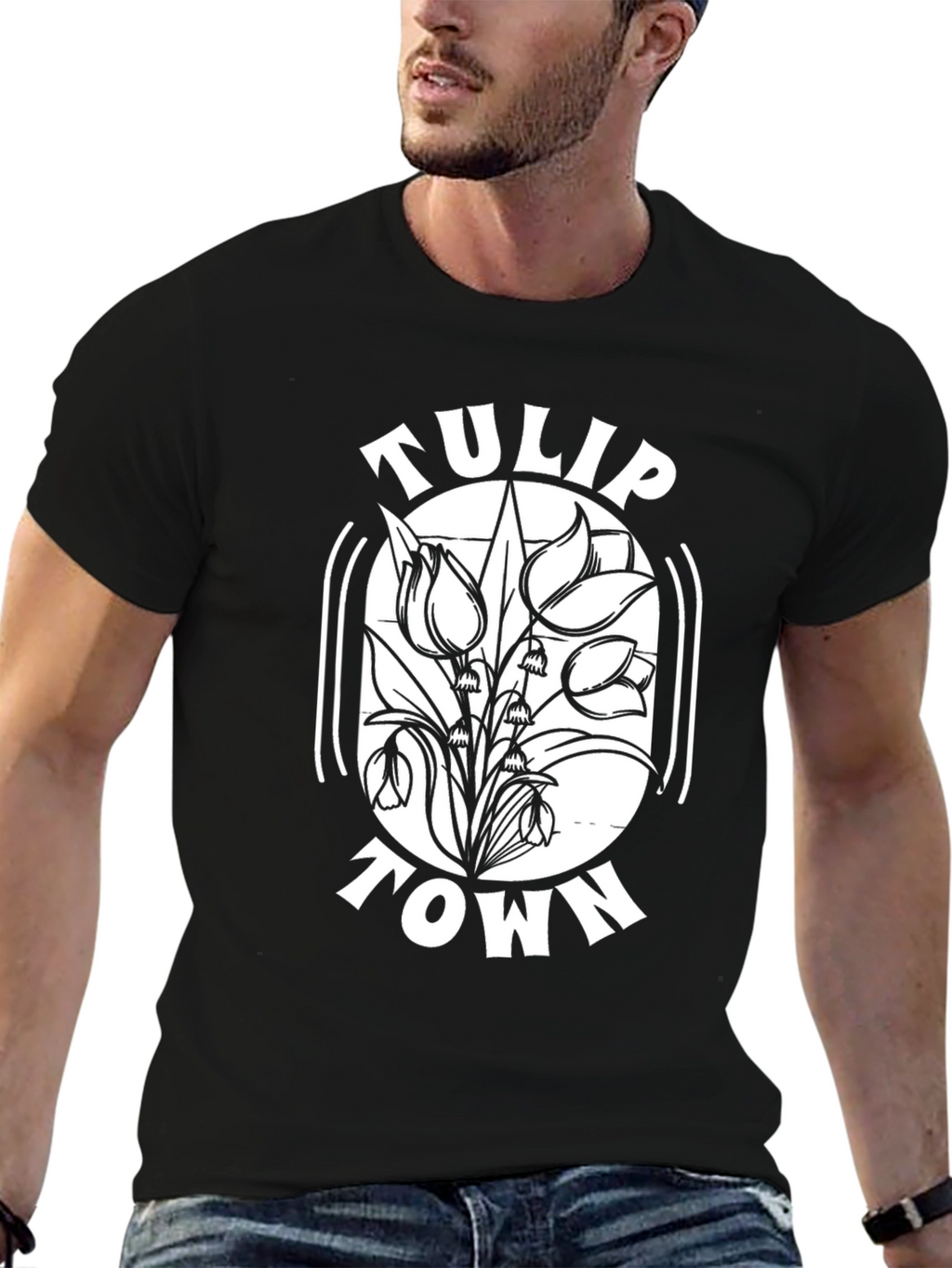 Tulip Town Black T-Shirt
