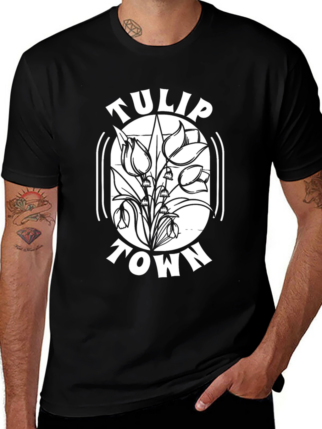 Tulip Town Black T-Shirt