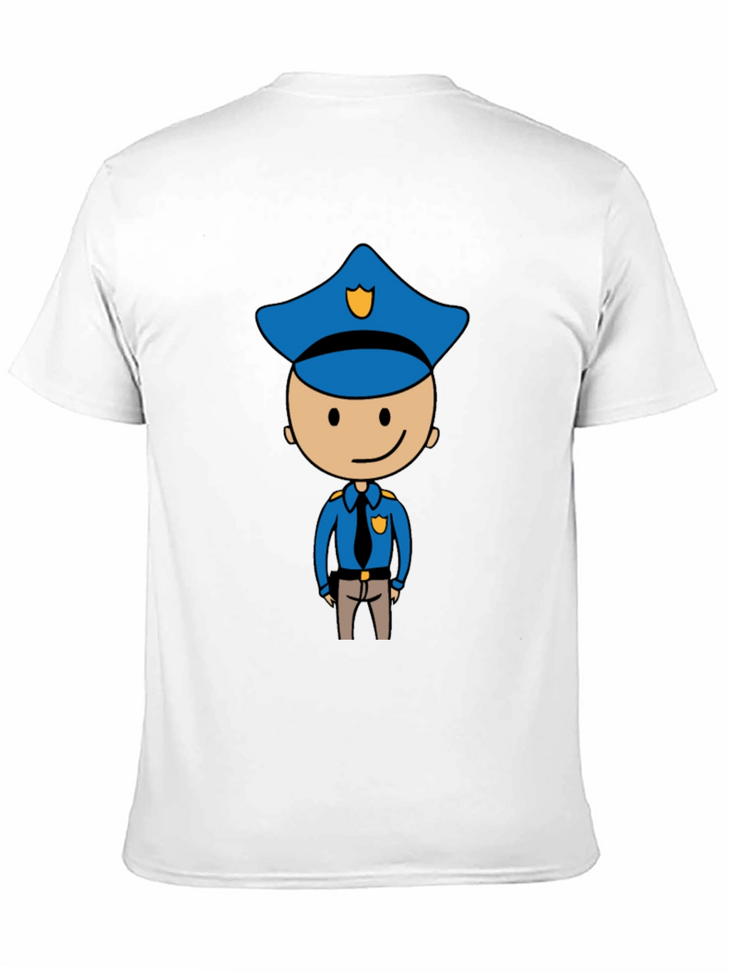 Cartoon Cop Graphic Tee - Black Cotton T-Shirt