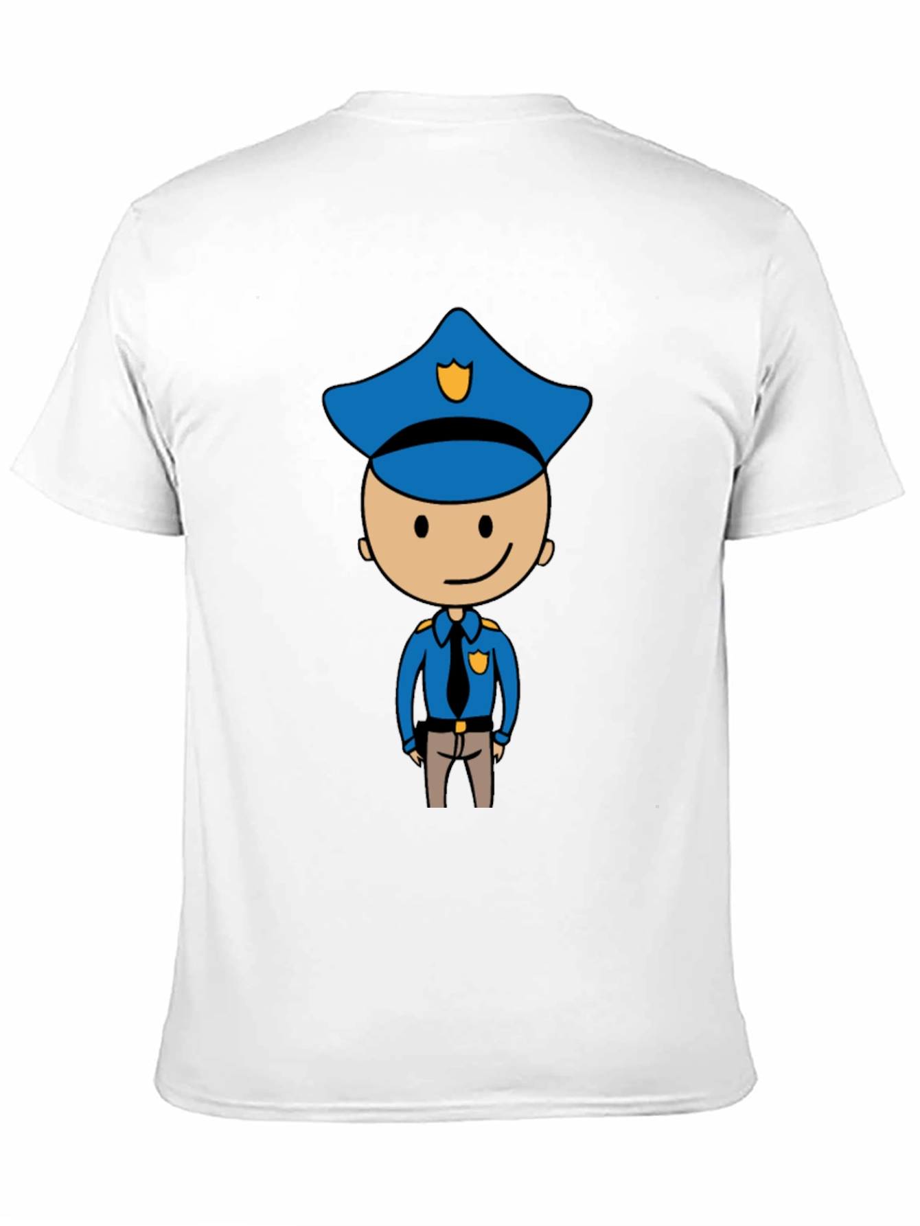 Cartoon Cop Graphic Tee - Black Cotton T-Shirt