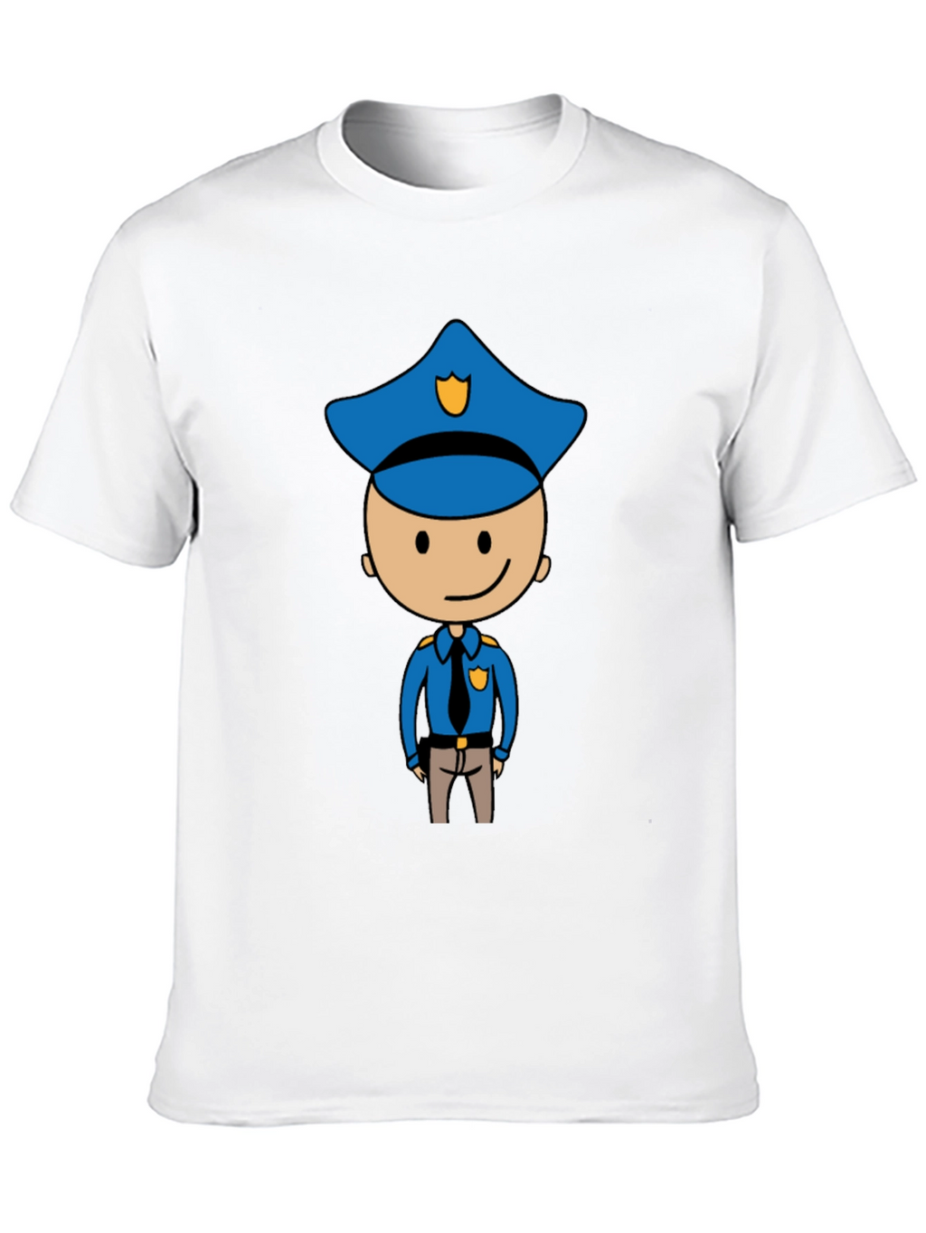 Cartoon Cop Graphic Tee - Black Cotton T-Shirt