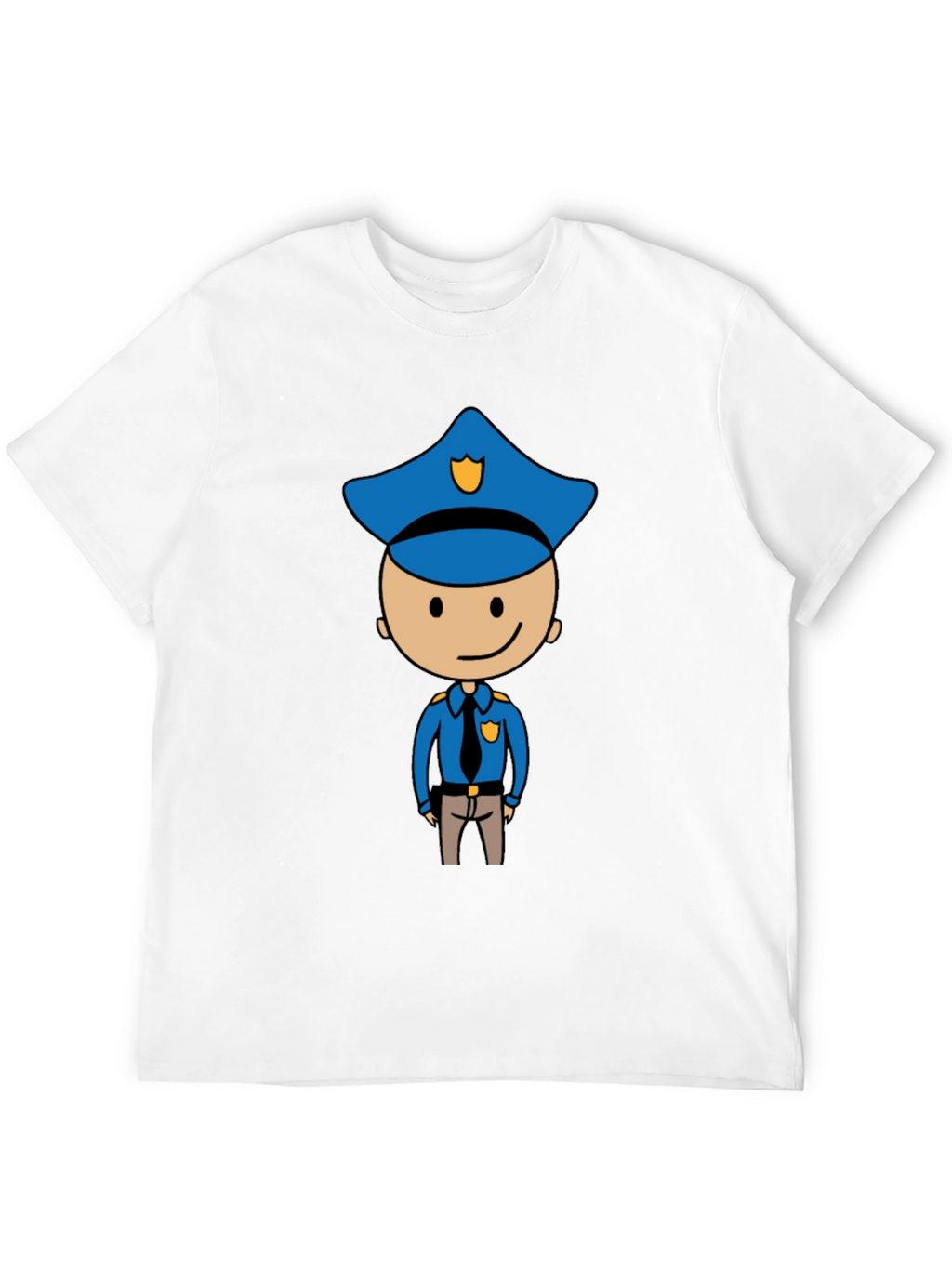 Cartoon Cop Graphic Tee - Black Cotton T-Shirt