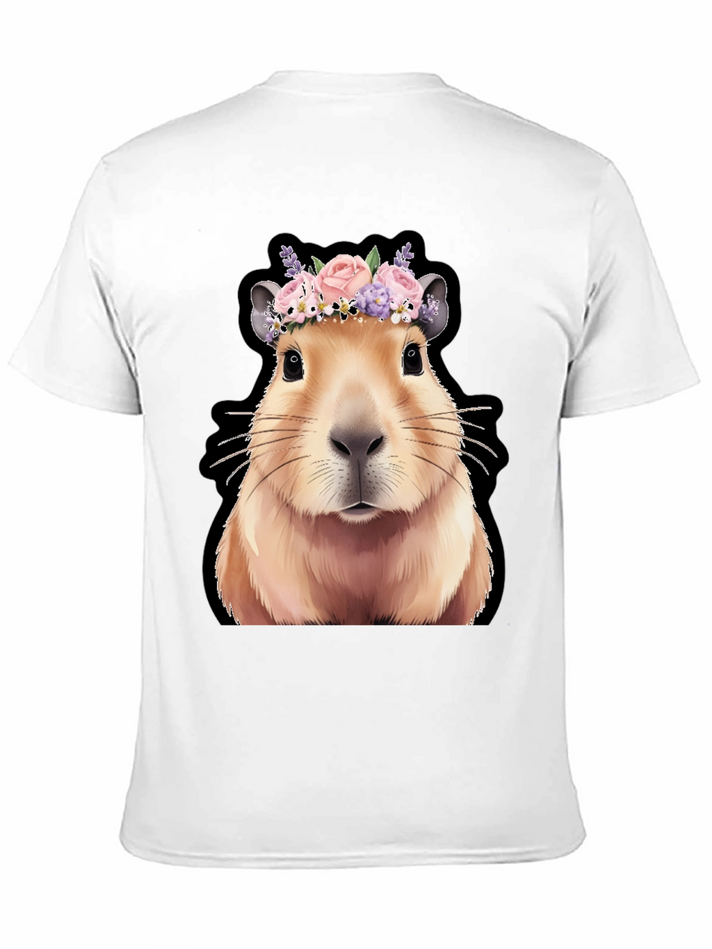 Capybara Flower Crown Graphic Tee - Trendy Animal T-Shirt
