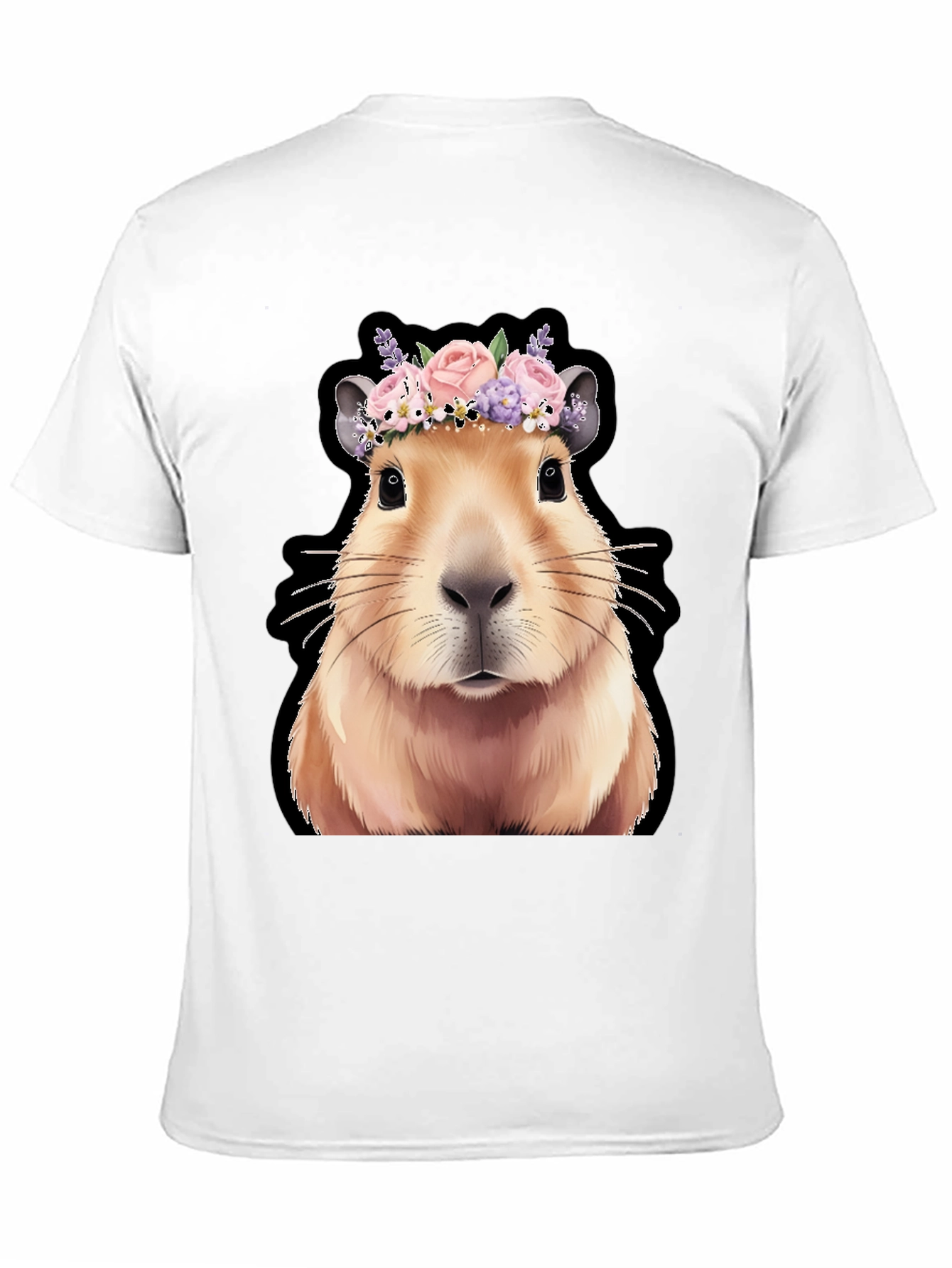 Capybara Flower Crown Graphic Tee - Trendy Animal T-Shirt