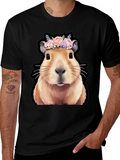 Capybara Flower Crown Graphic Tee - Trendy Animal T-Shirt