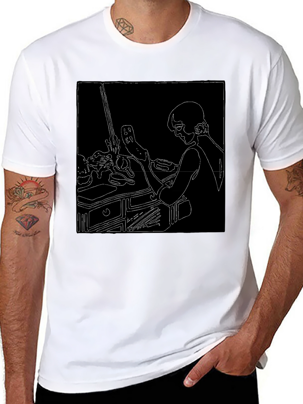 Abstract Line Art Graphic T-Shirt