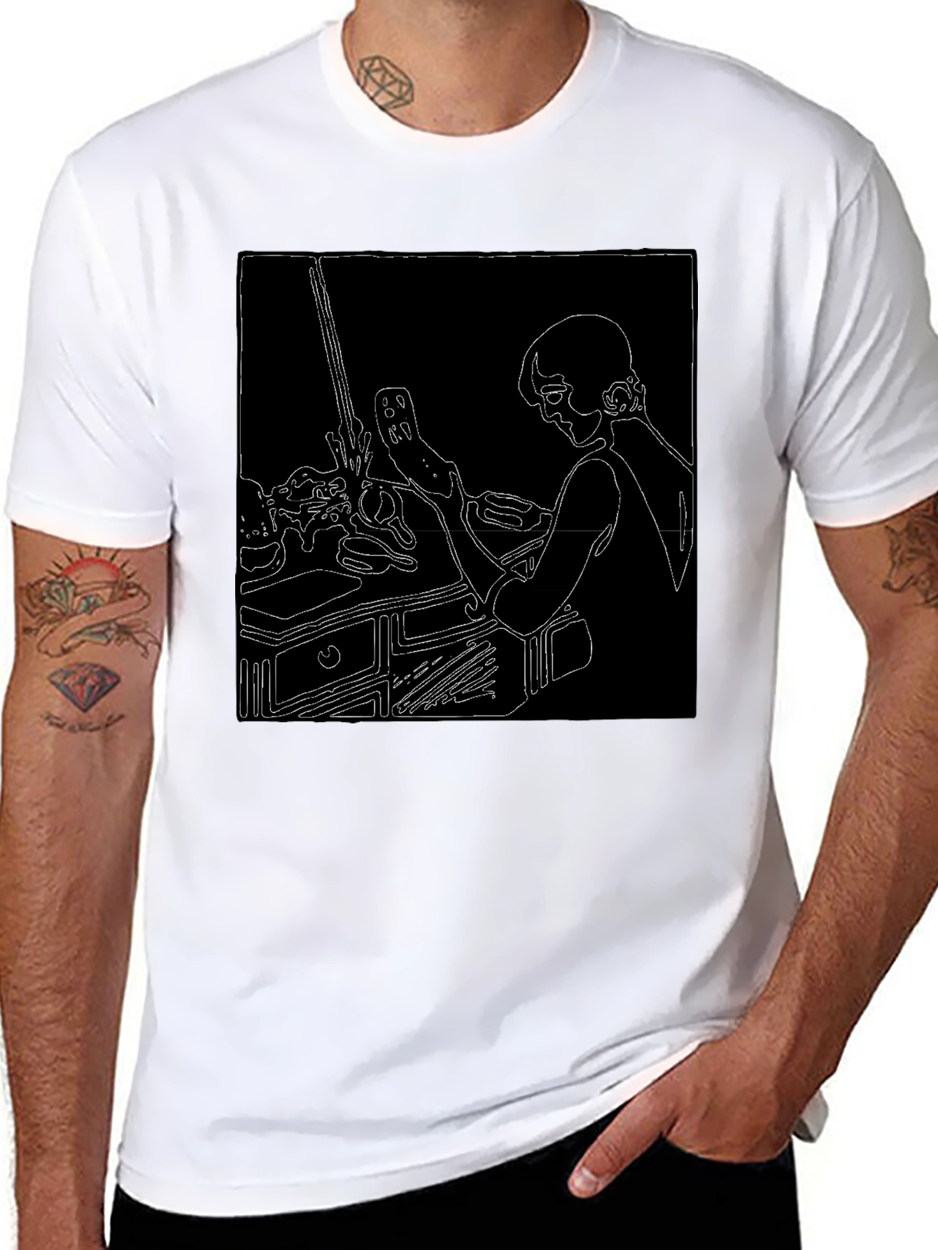 Abstract Line Art Graphic T-Shirt