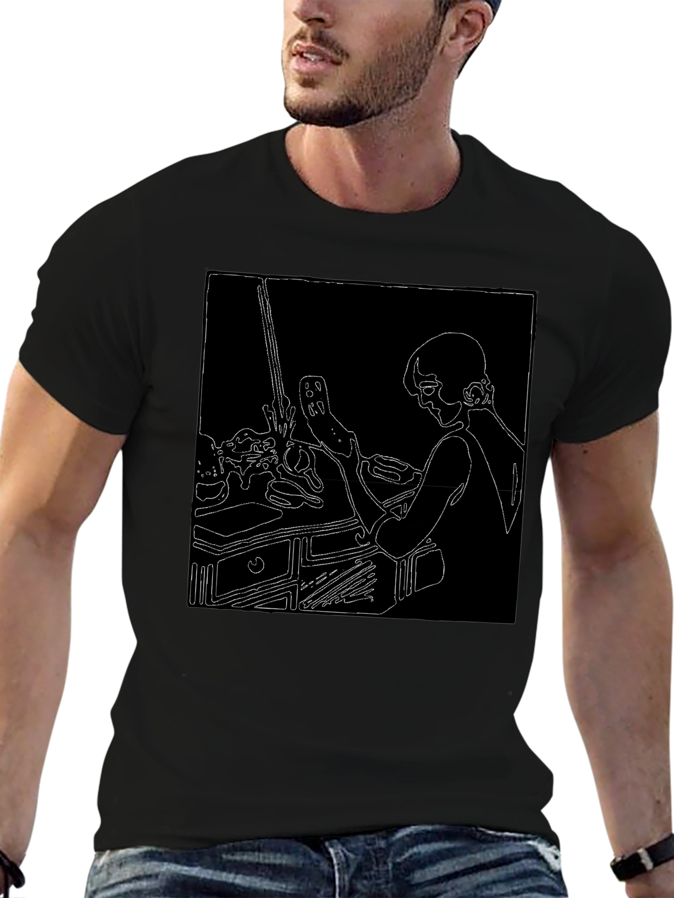 Abstract Line Art Graphic T-Shirt