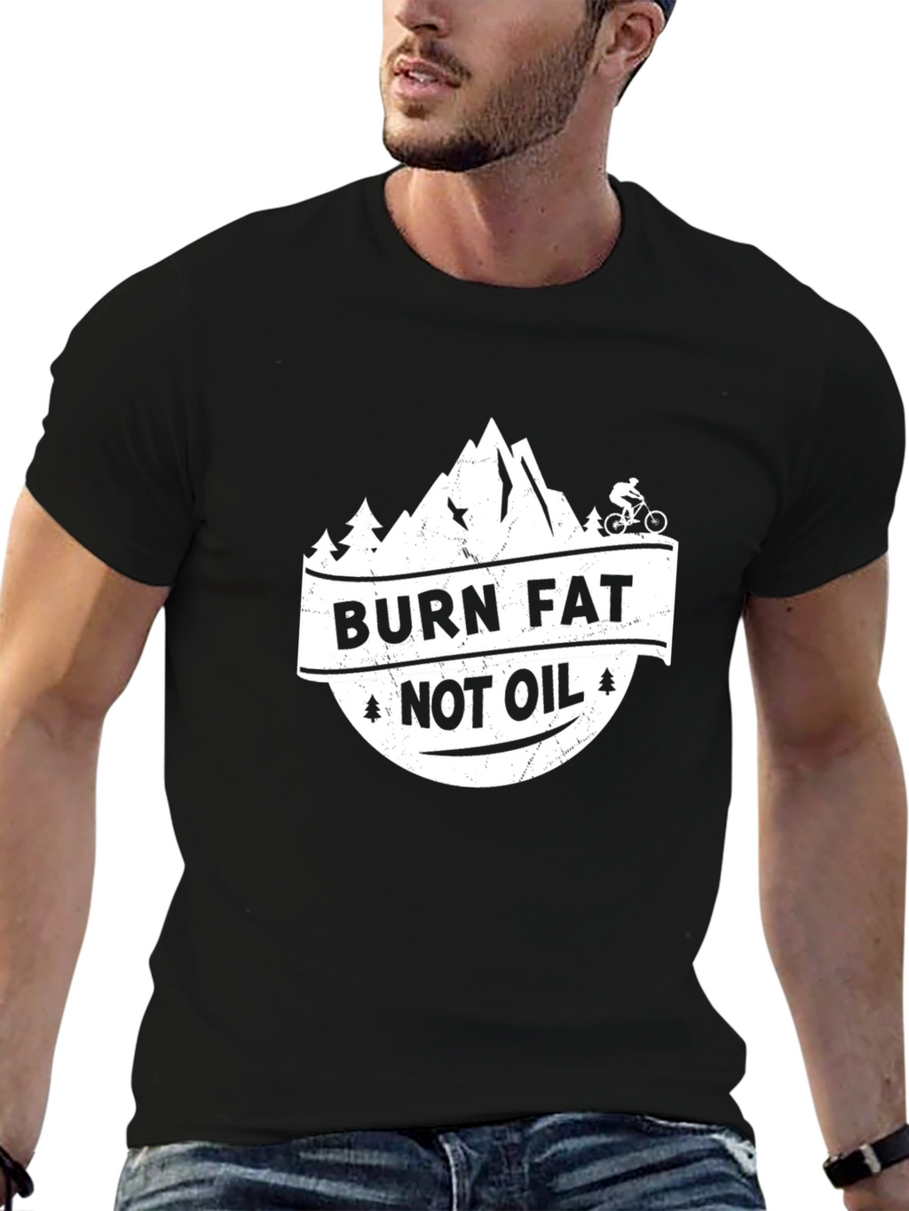 Burn Fat Not Oil Mountain Biker T-Shirt