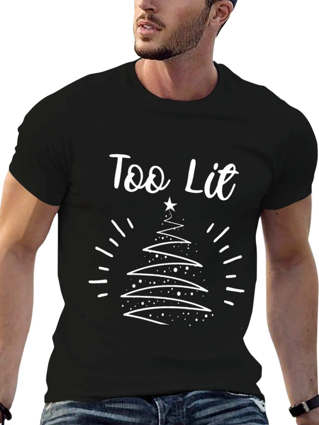 Too Lit Christmas Tree Graphic Tee - Holiday Apparel