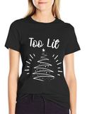 Too Lit Christmas Tree Graphic Tee - Holiday Apparel