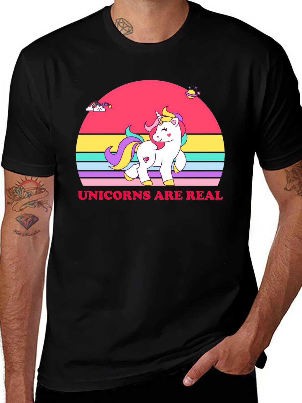 Unicorns Are Real Black T-Shirt