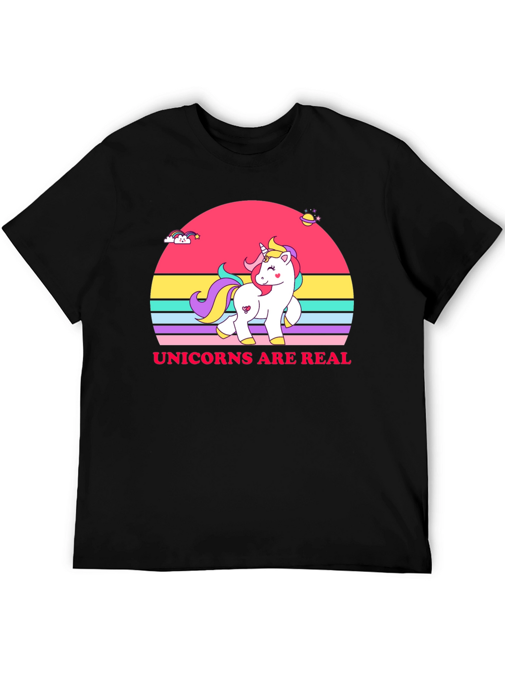 Unicorns Are Real Black T-Shirt