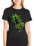 Cool Gecko Graphic Print Black T-Shirt