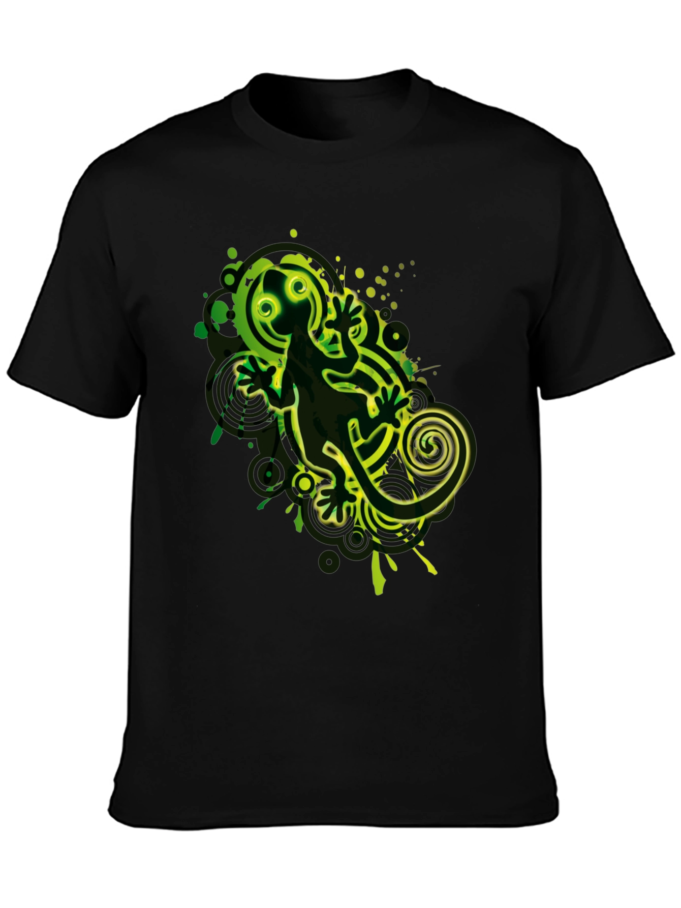 Cool Gecko Graphic Print Black T-Shirt