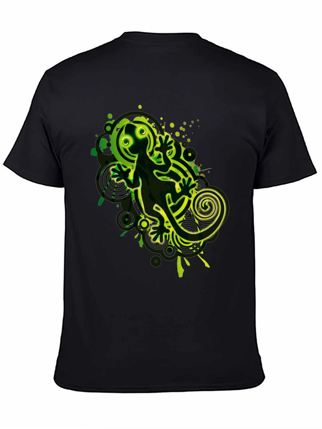 Cool Gecko Graphic Print Black T-Shirt