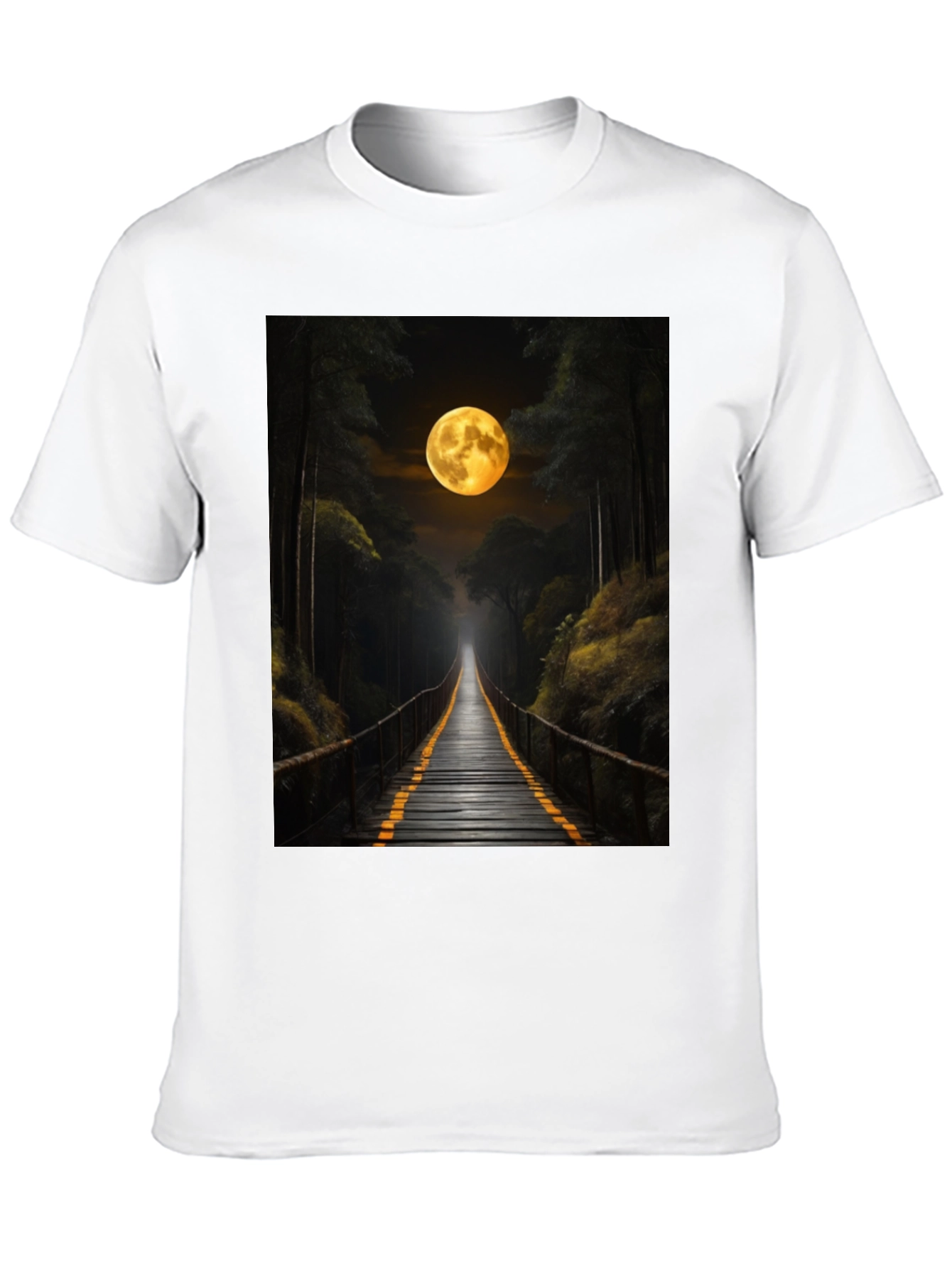 Moonlit Forest Bridge Graphic Tee