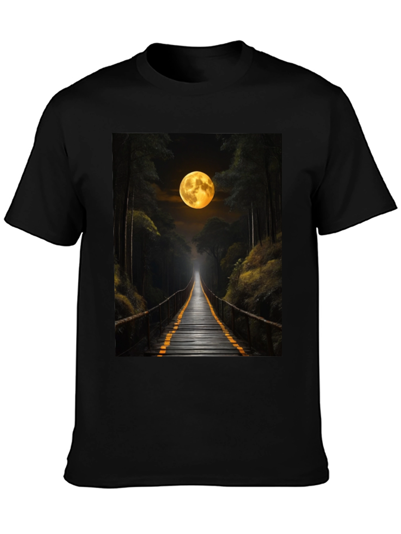 Moonlit Forest Bridge Graphic Tee
